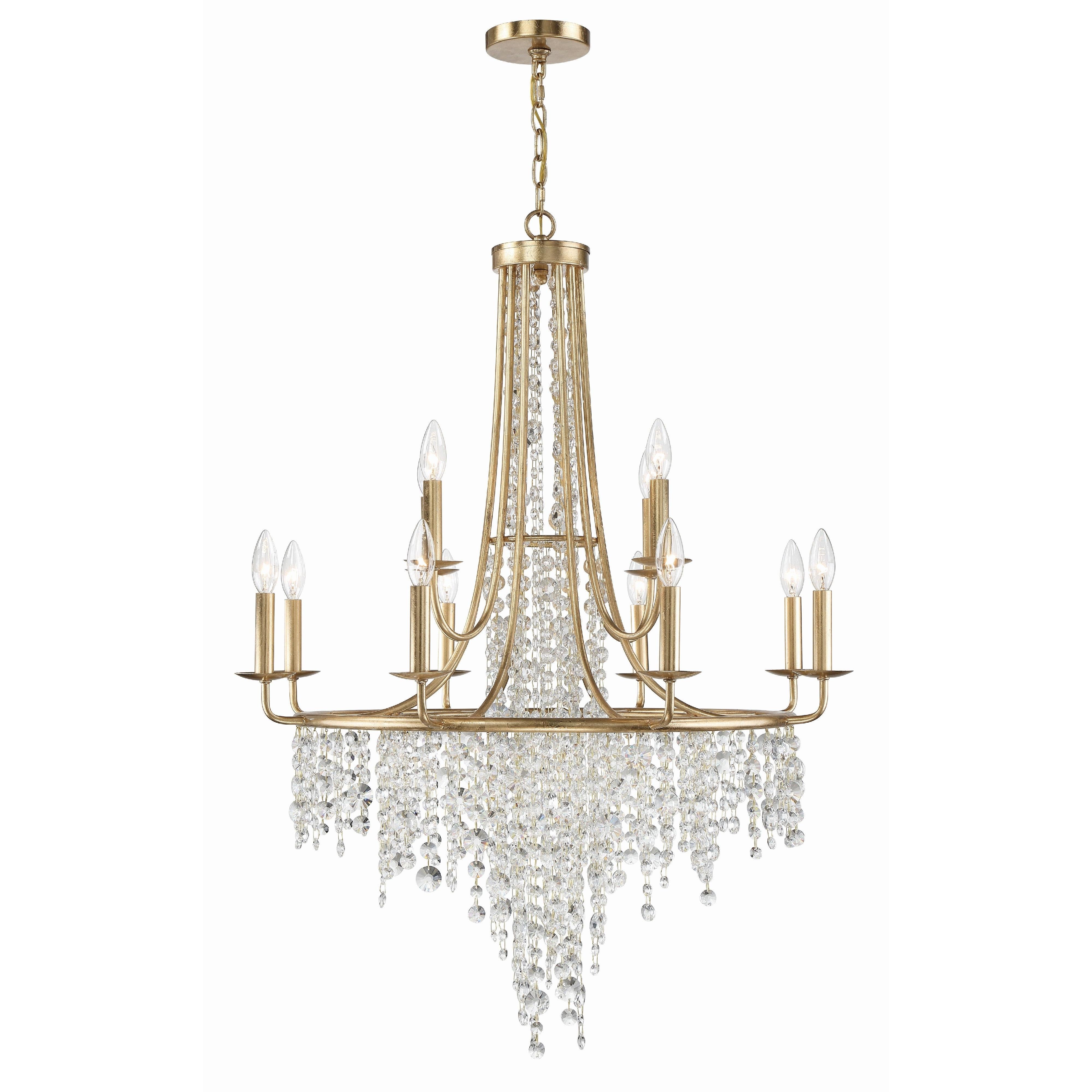Crystorama Gabrielle GAB-B7312-GA – 30 Inch – 12 Light – Chandelier – Antique Gold – Damp Rated