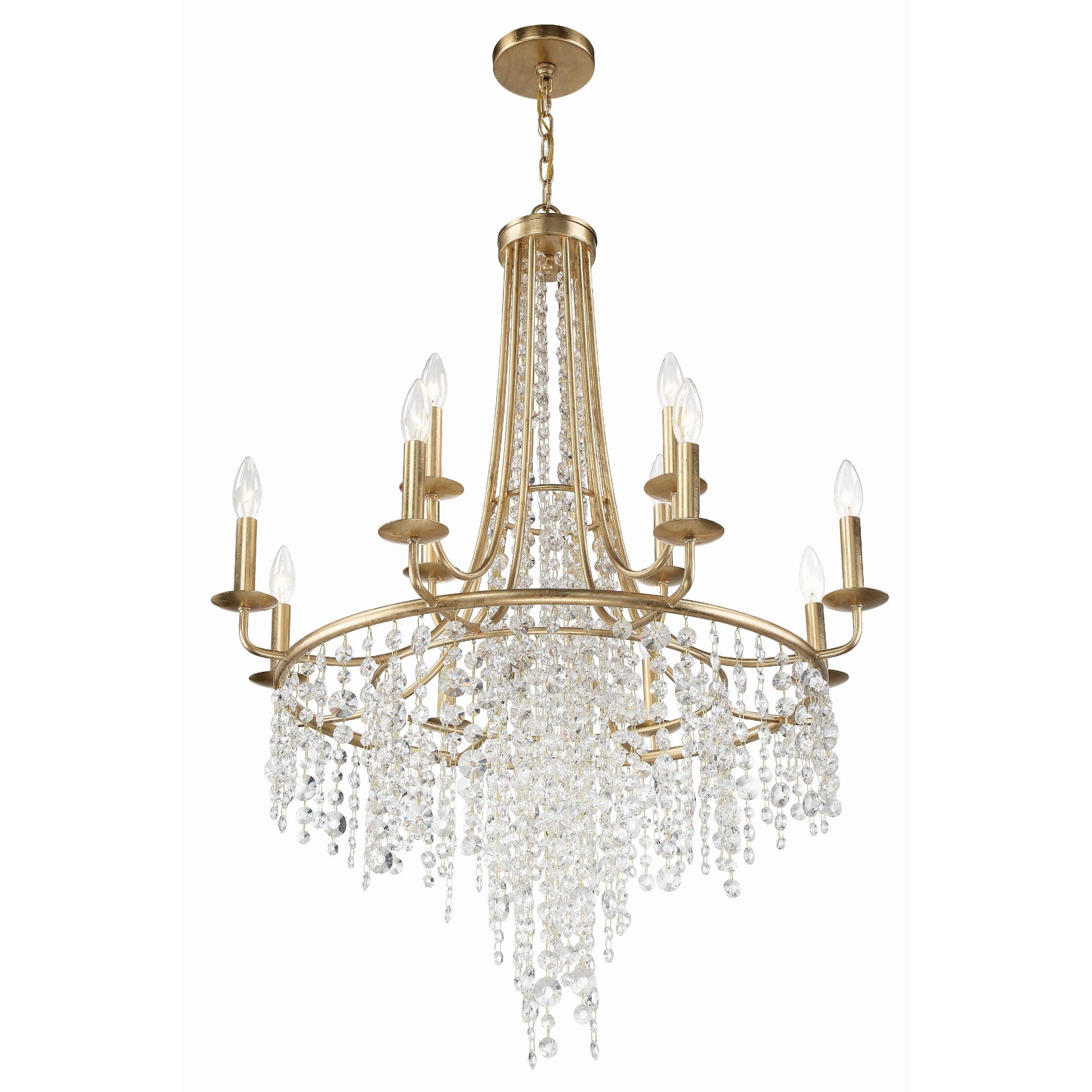 Crystorama Gabrielle GAB-B7312-GA – 30 Inch – 12 Light – Chandelier – Antique Gold – Damp Rated