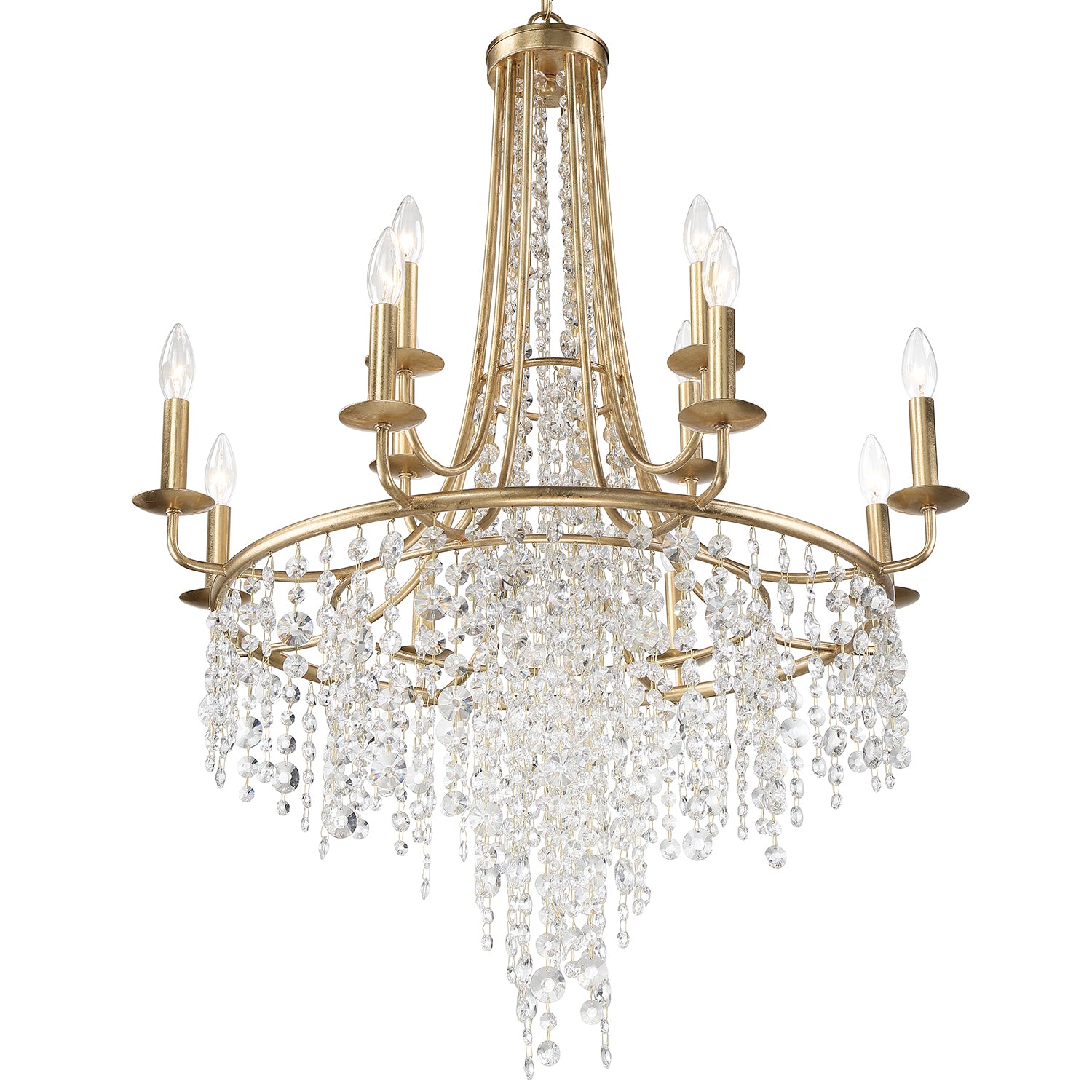 Crystorama Gabrielle GAB-B7312-GA – 30 Inch – 12 Light – Chandelier – Antique Gold – Damp Rated