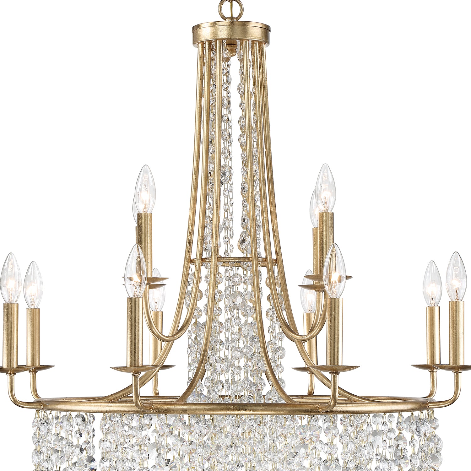 Crystorama Gabrielle GAB-B7312-GA – 30 Inch – 12 Light – Chandelier – Antique Gold – Damp Rated