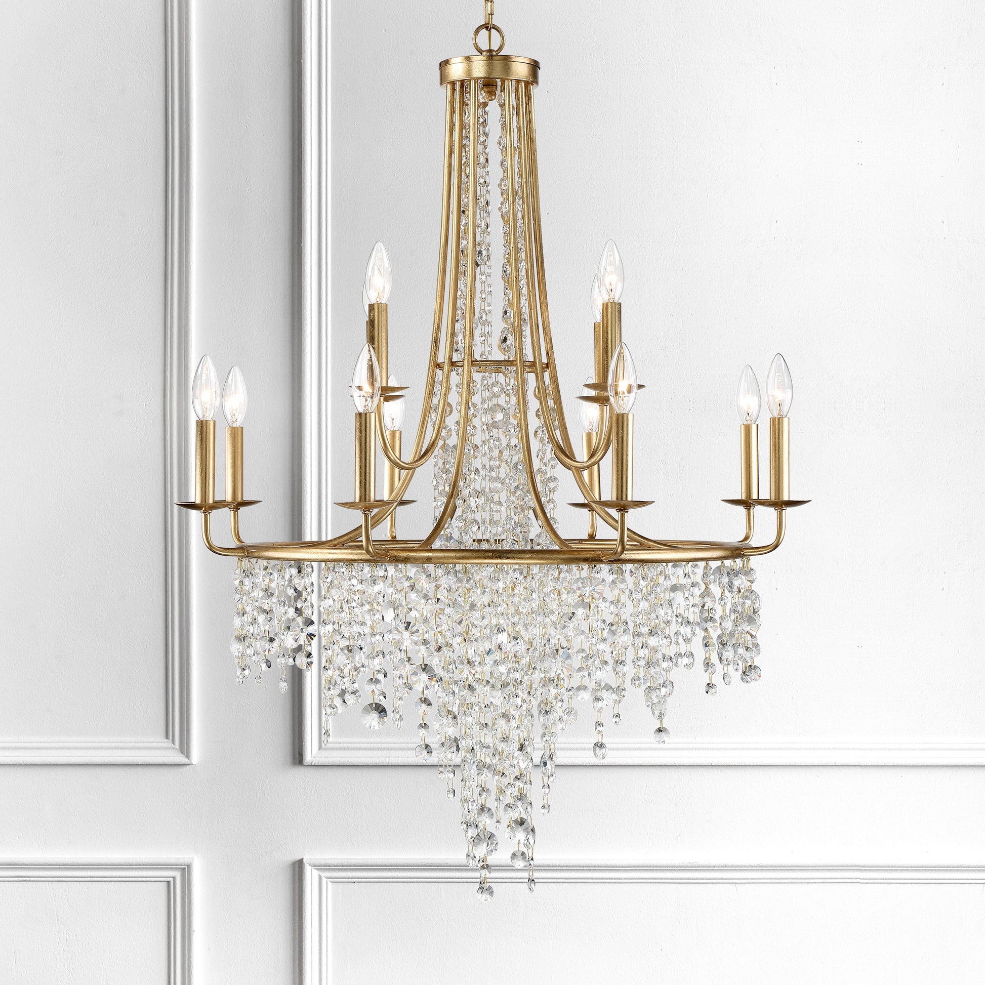 Crystorama Gabrielle GAB-B7312-GA – 30 Inch – 12 Light – Chandelier – Antique Gold – Damp Rated