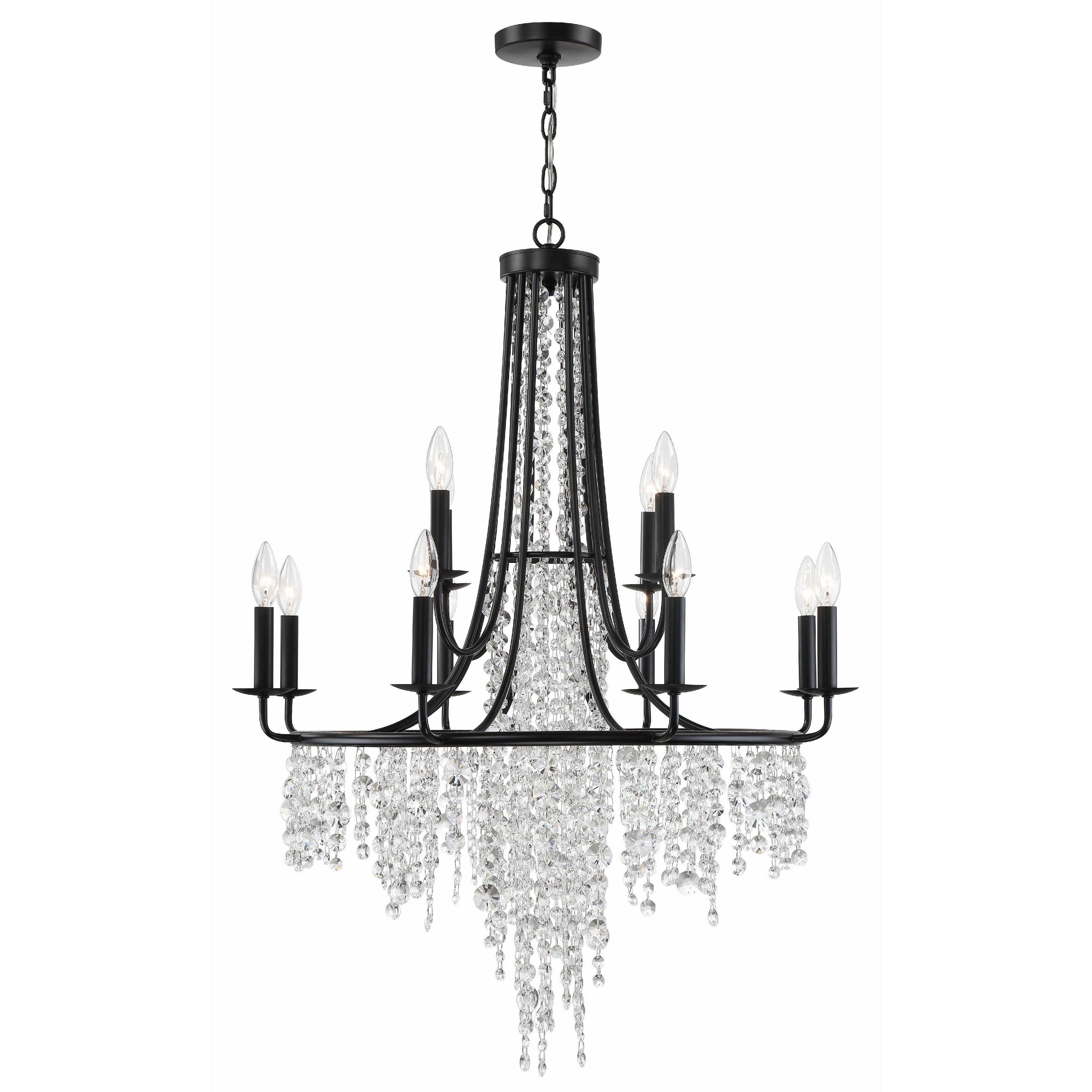 Crystorama Gabrielle GAB-B7312-MK – 30 Inch – 12 Light – Chandelier – Matte Black – Damp Rated