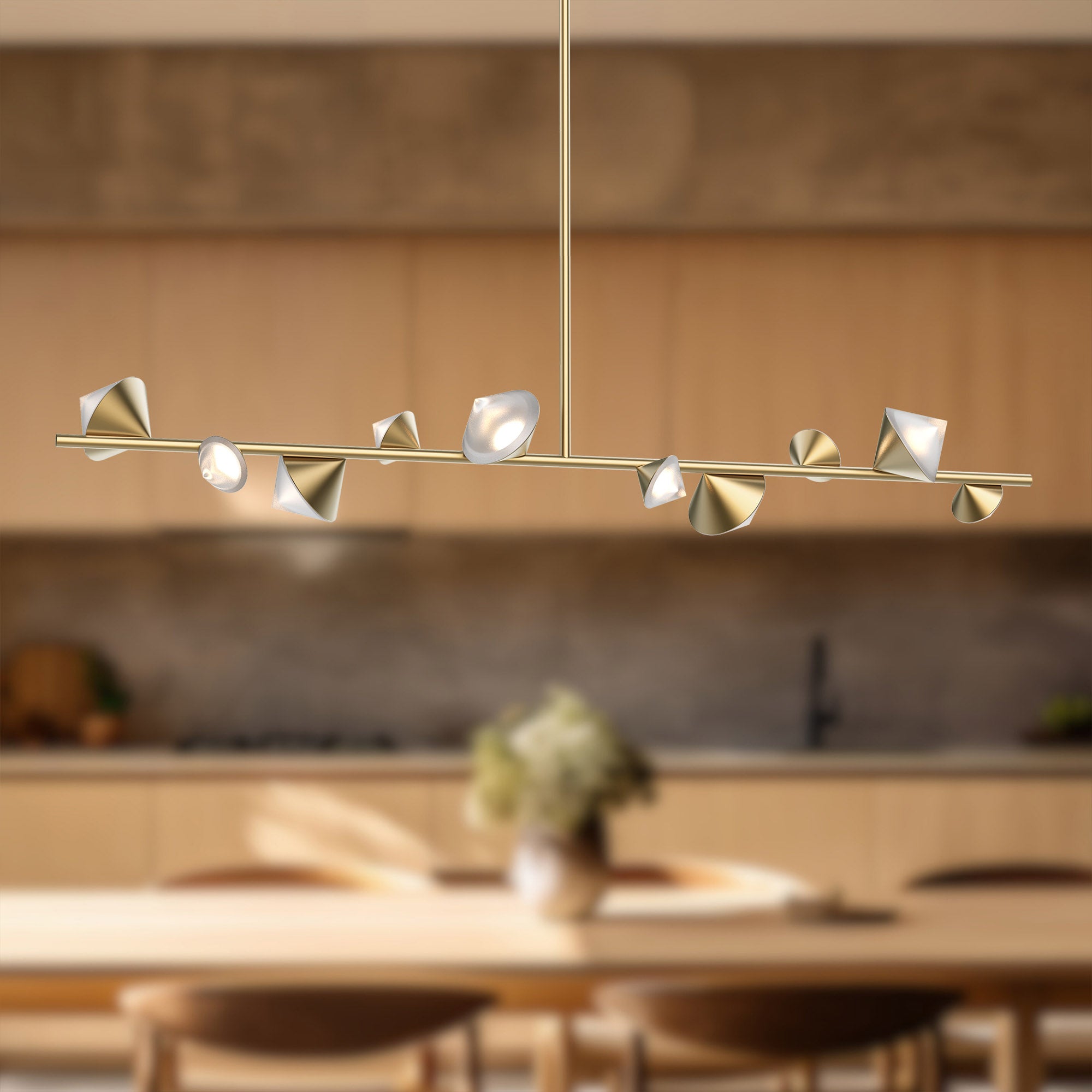 Geode 51-in Brushed Gold LED Linear Pendant
