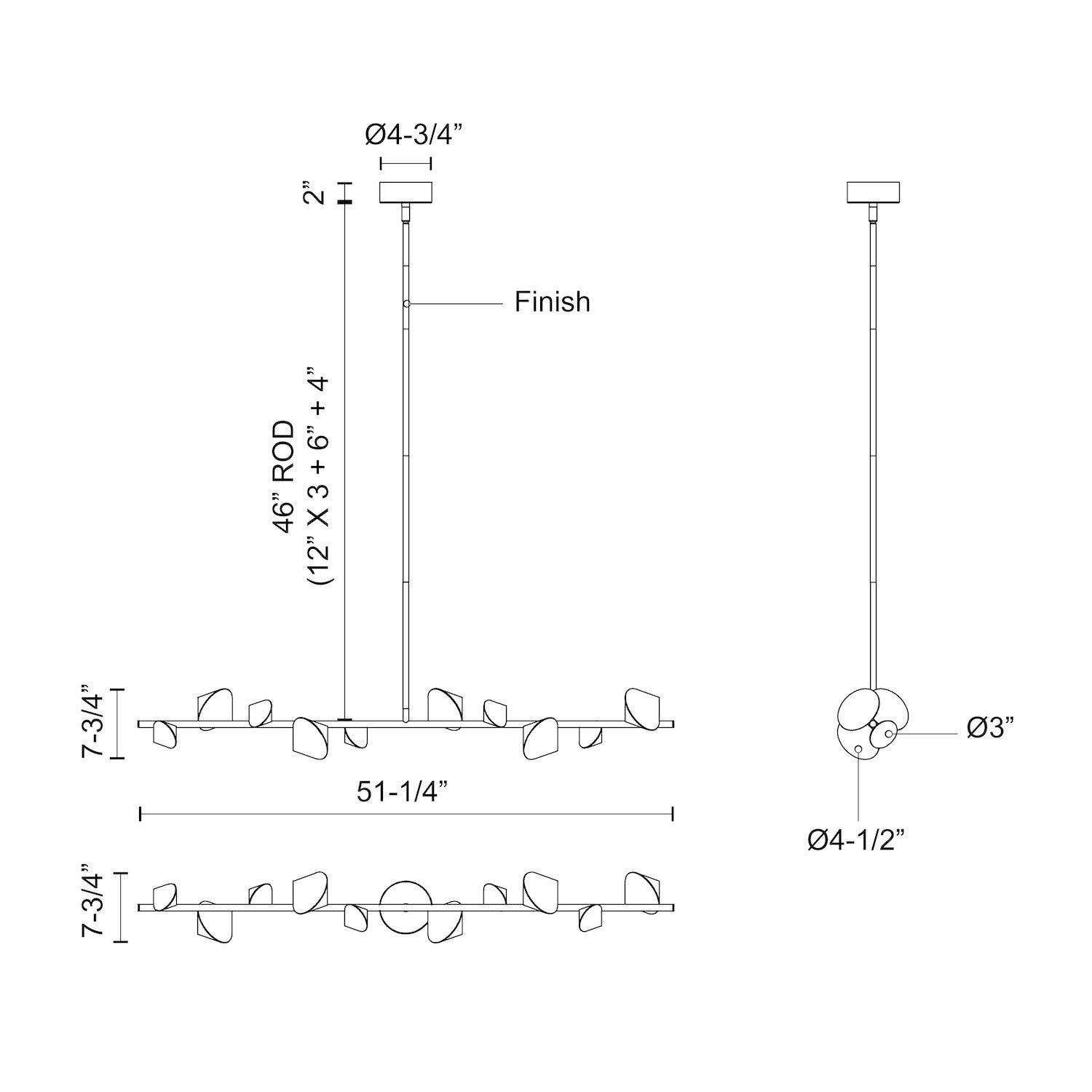 Geode 51-in Brushed Gold LED Linear Pendant