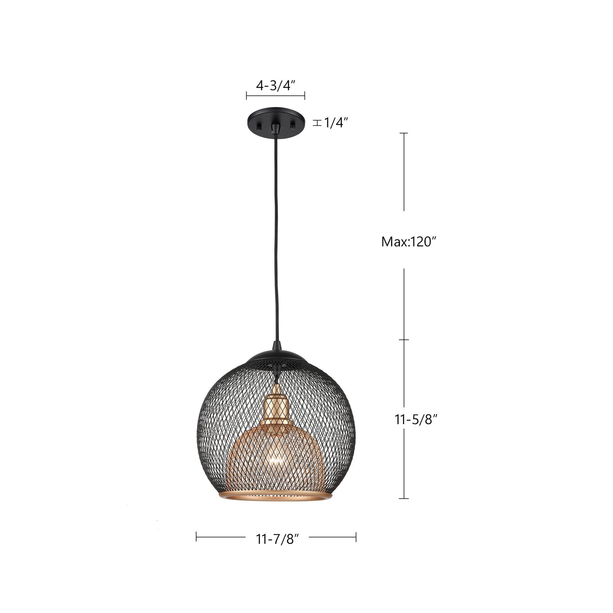 Gibraltar 12-in Black/Gold 1 Light Pendant