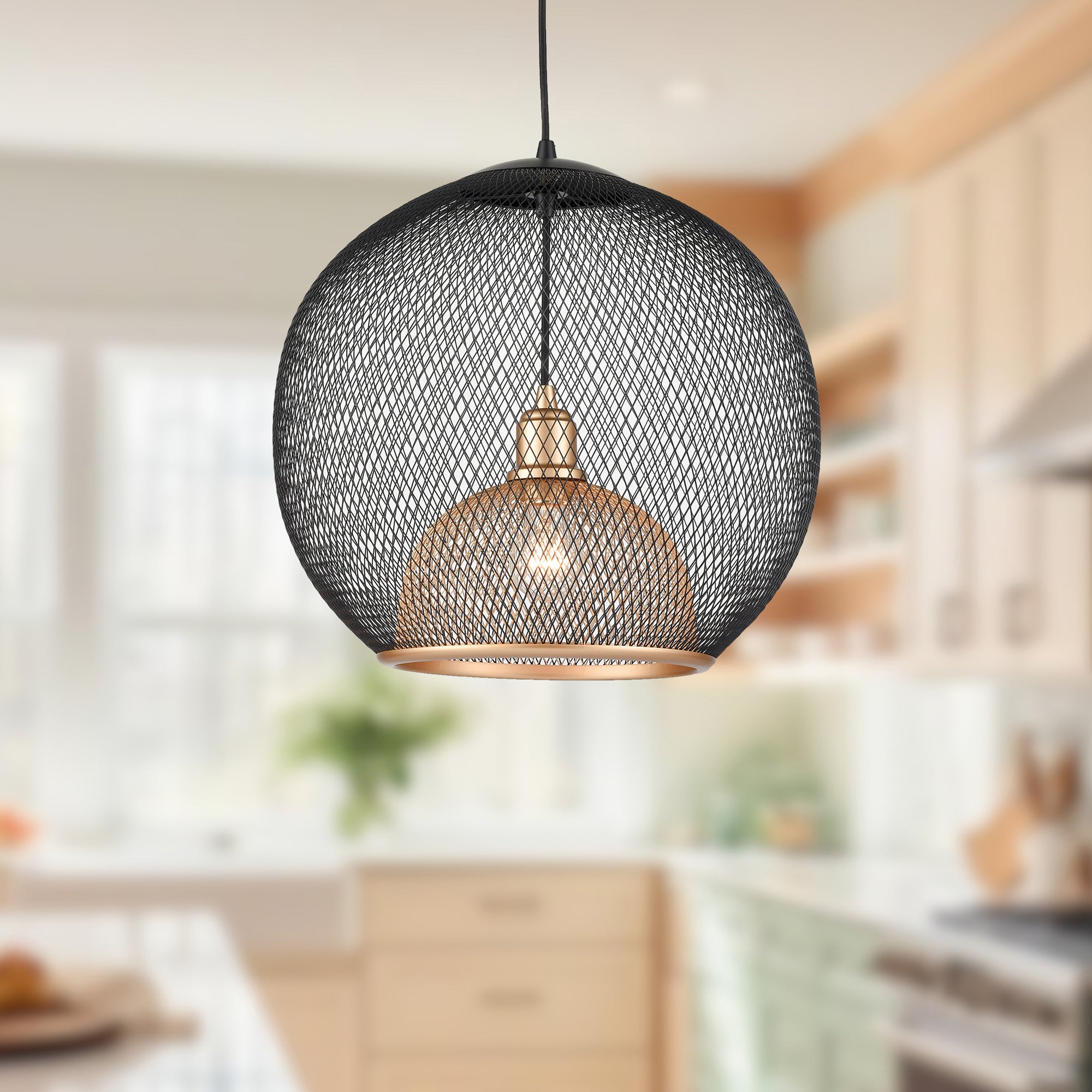 Gibraltar 18-in Black/Gold 1 Light Pendant