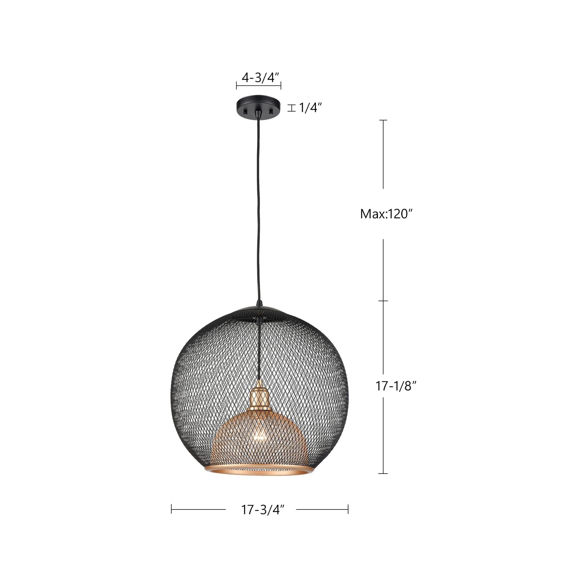 Gibraltar 18-in Black/Gold 1 Light Pendant