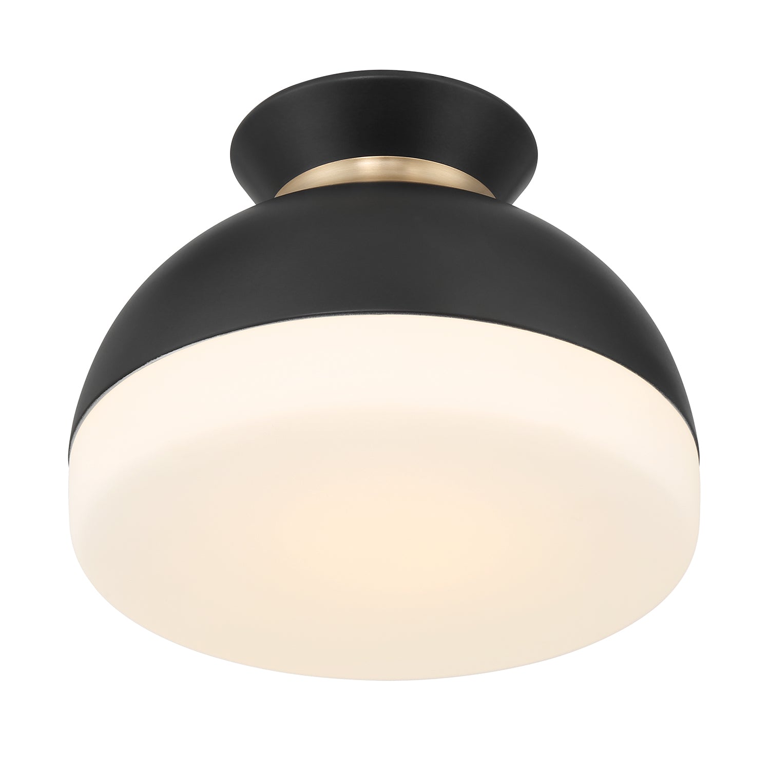 Crystorama Gidget GID-4000-MK-VG – 10.25 Inch – 1 Light – Semi Flush Mount Light – Matte Black + Vibrant Gold – Damp Rated
