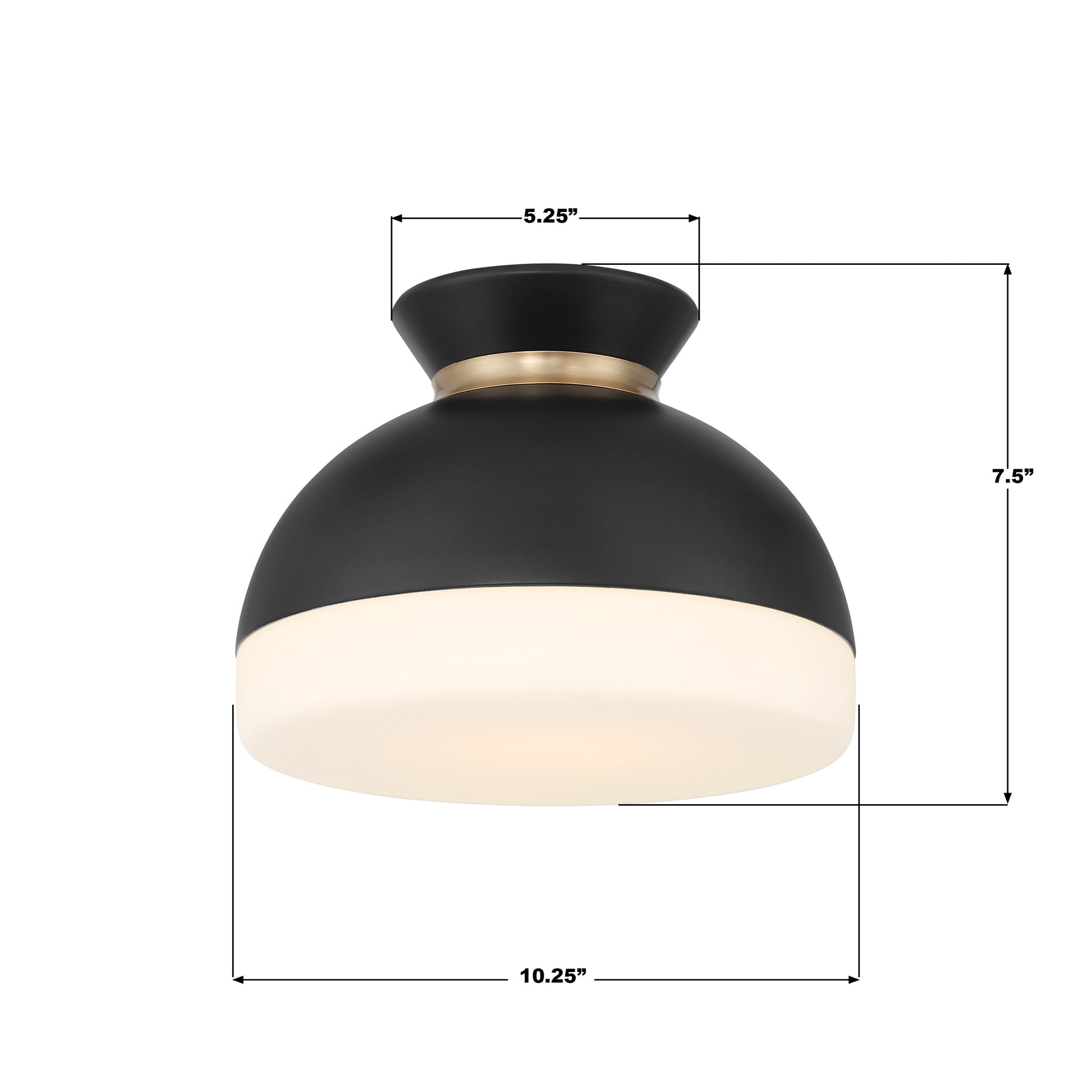 Crystorama Gidget GID-4000-MK-VG – 10.25 Inch – 1 Light – Semi Flush Mount Light – Matte Black + Vibrant Gold – Damp Rated