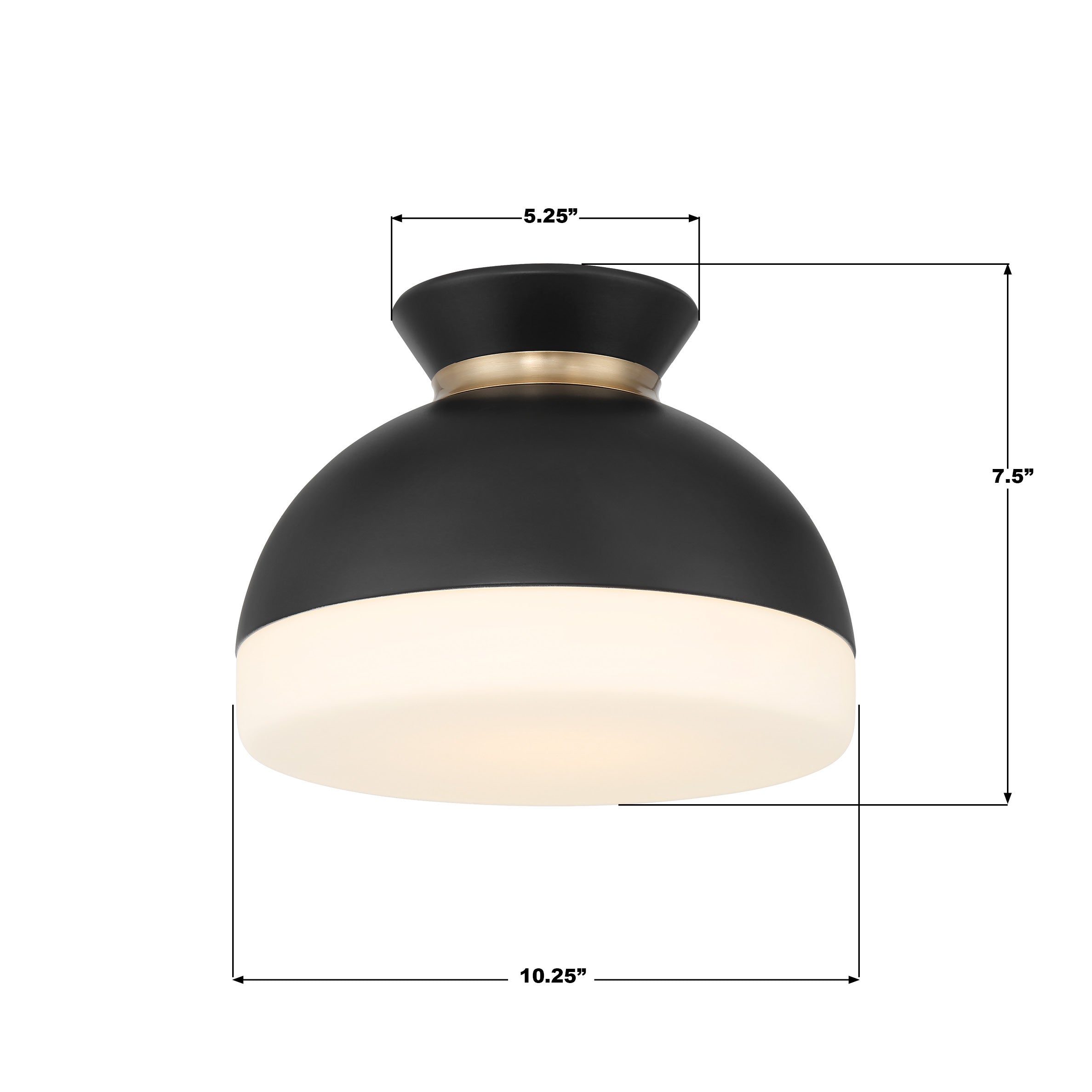 Crystorama Gidget GID-4000-MK-VG – 10.25 Inch – 1 Light – Semi Flush Mount Light – Matte Black + Vibrant Gold – Damp Rated