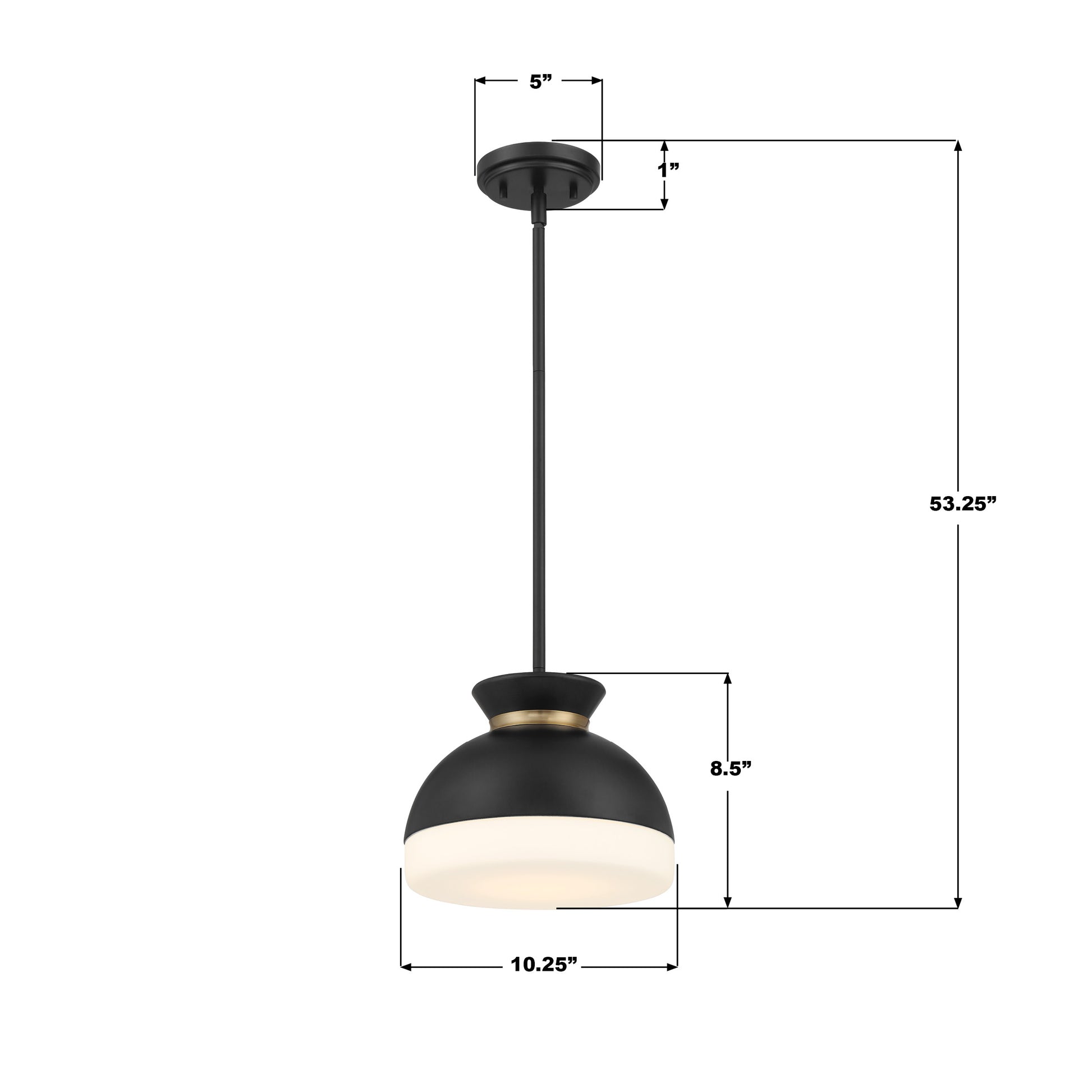 Crystorama Gidget GID-4005-MK-VG – 10.25 Inch – 1 Light – Pendant Light – Matte Black + Vibrant Gold – Damp Rated