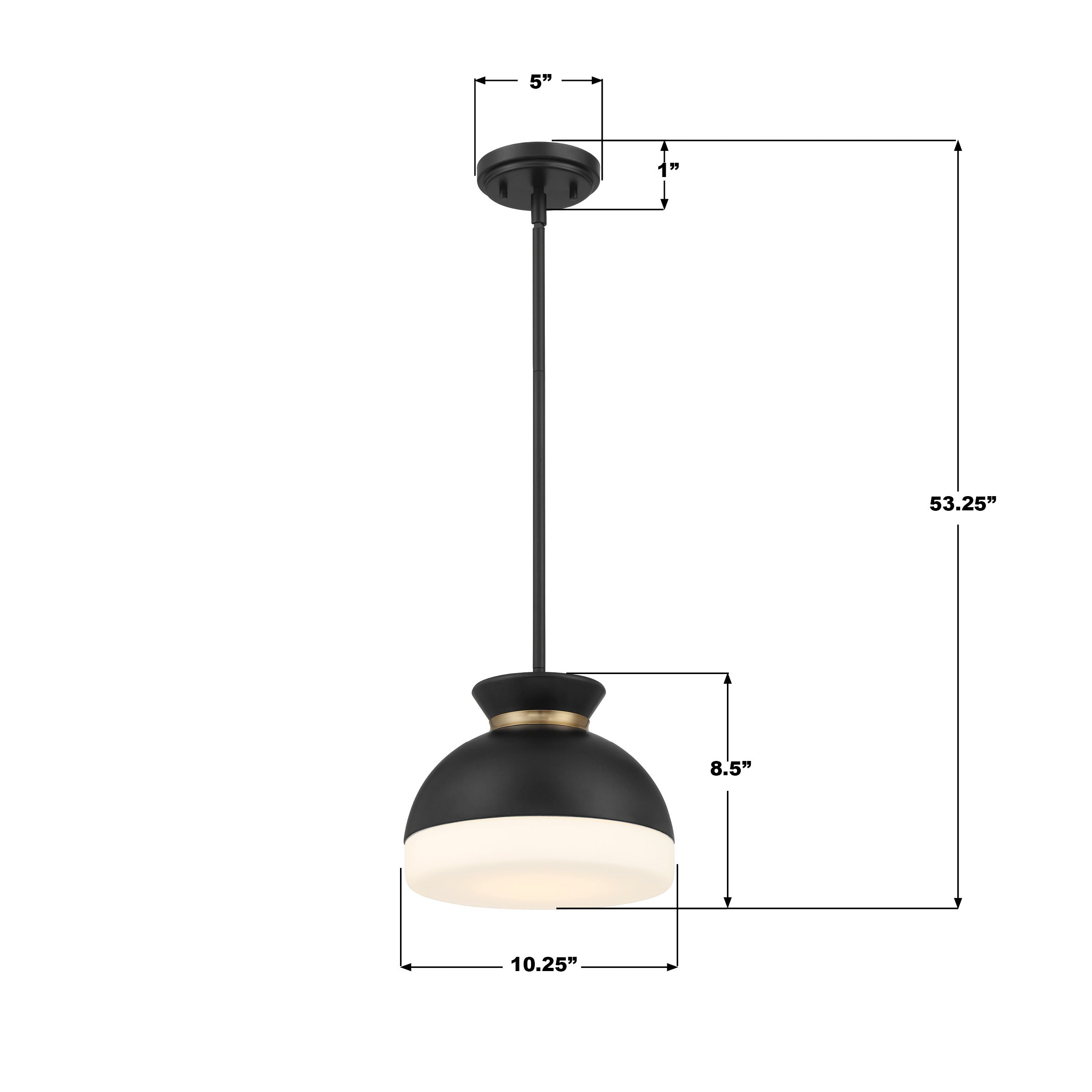 Crystorama Gidget GID-4005-MK-VG – 10.25 Inch – 1 Light – Pendant Light – Matte Black + Vibrant Gold – Damp Rated