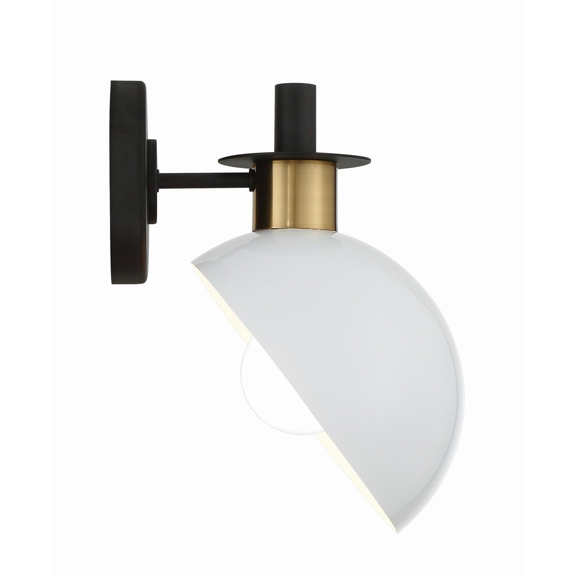 Crystorama Gigi GIG-811-BK-AG – 8 Inch – 1 Light – Sconce – Black + Aged Brass – Damp Rated