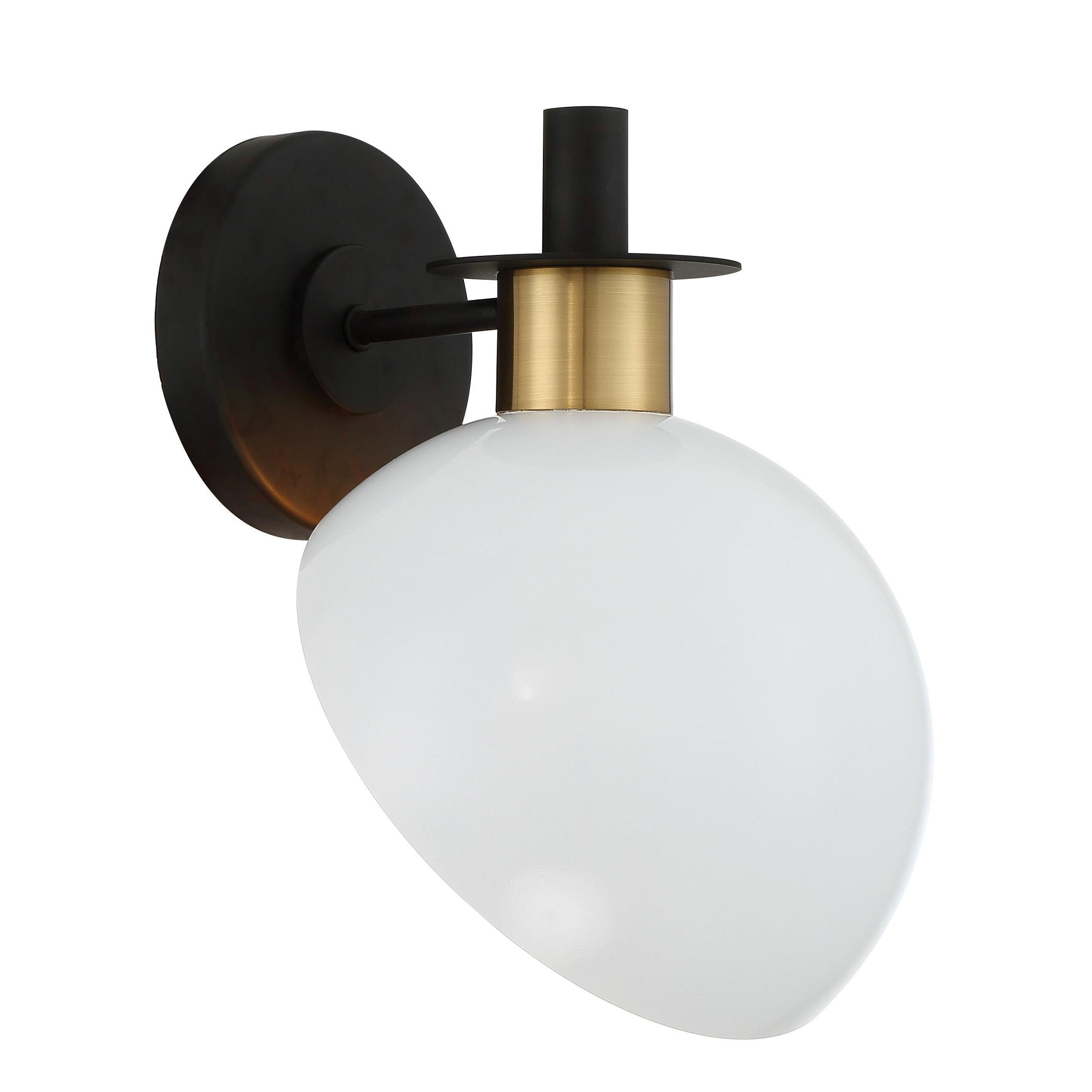 Crystorama Gigi GIG-811-BK-AG – 8 Inch – 1 Light – Sconce – Black + Aged Brass – Damp Rated