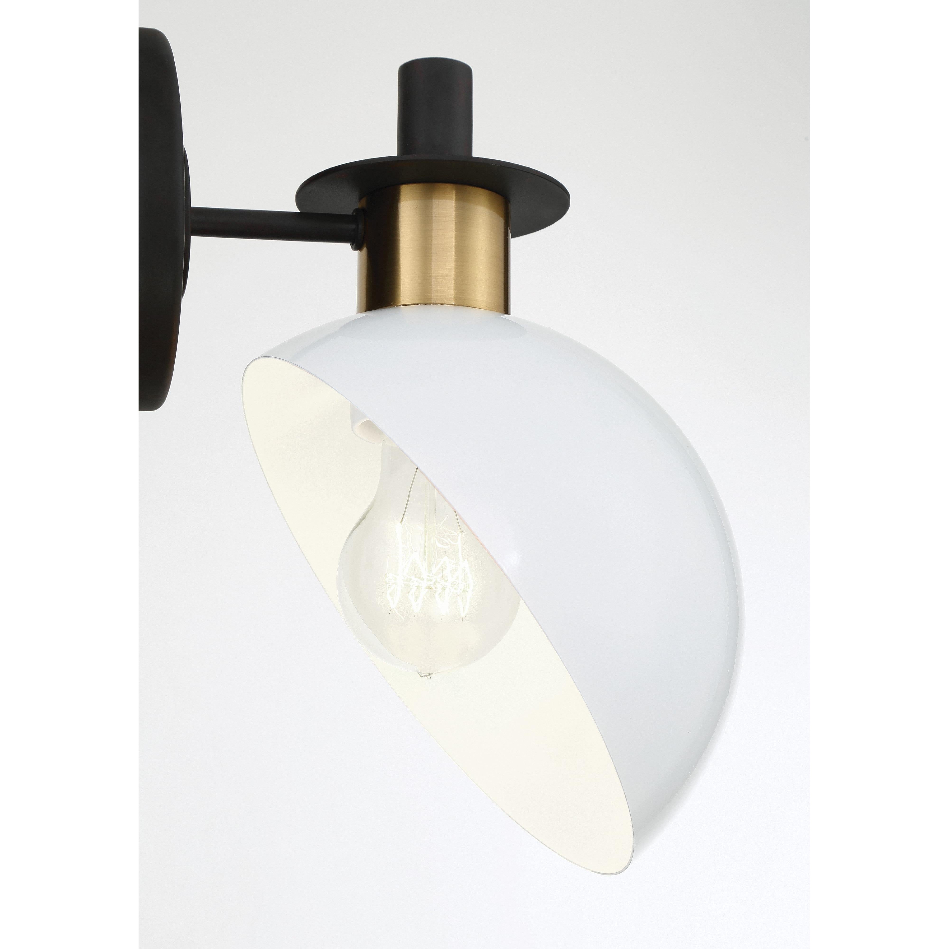 Crystorama Gigi GIG-811-BK-AG – 8 Inch – 1 Light – Sconce – Black + Aged Brass – Damp Rated