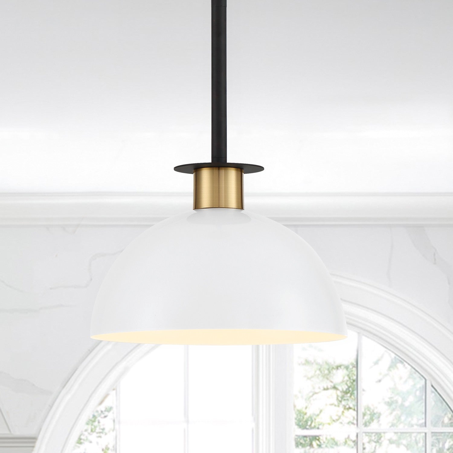 Crystorama Gigi GIG-813-BK-AG – 10 Inch – 1 Light – Pendant Light – Black + Aged Brass – Damp Rated
