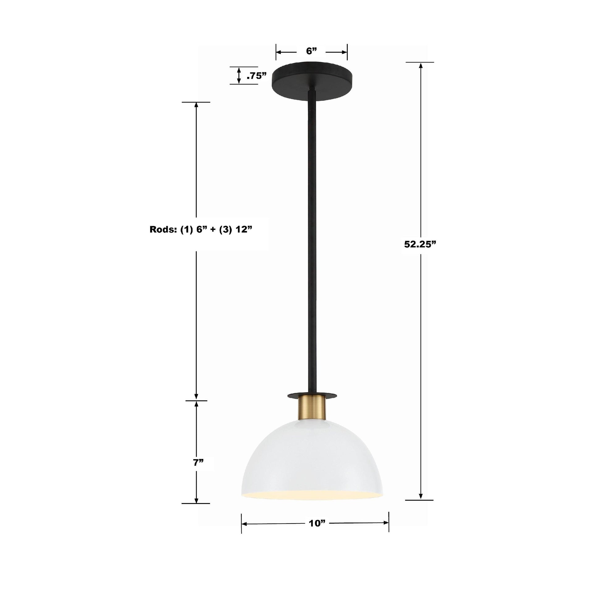 Crystorama Gigi GIG-813-BK-AG – 10 Inch – 1 Light – Pendant Light – Black + Aged Brass – Damp Rated