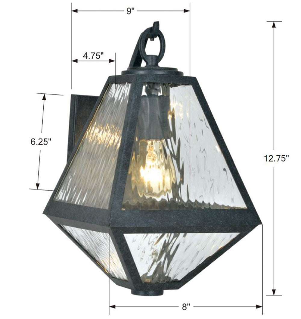 Crystorama Glacier GLA-9701-WT-BC – 8 Inch – 1 Light – Outdoor – Black Charcoal – Wet Rated