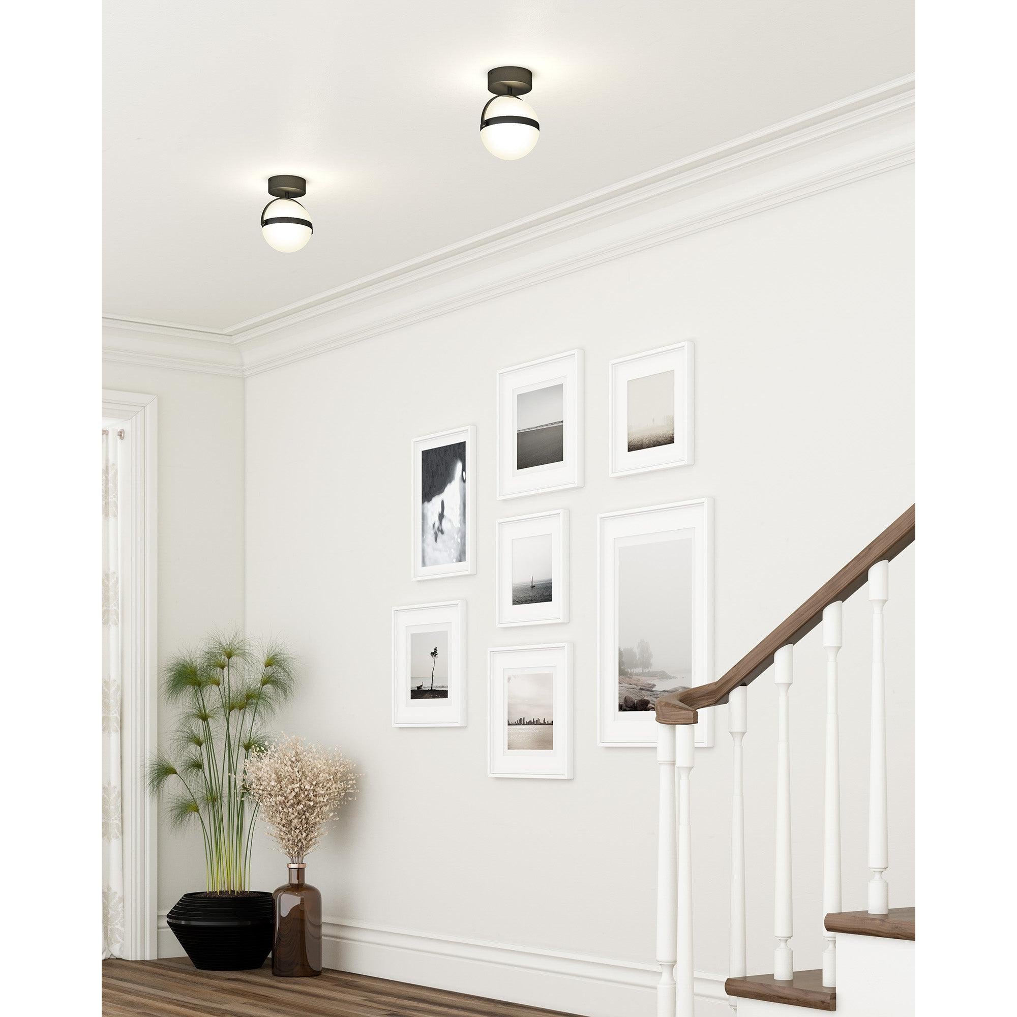 Globo 7-in Matte Black LED Flush Mount
