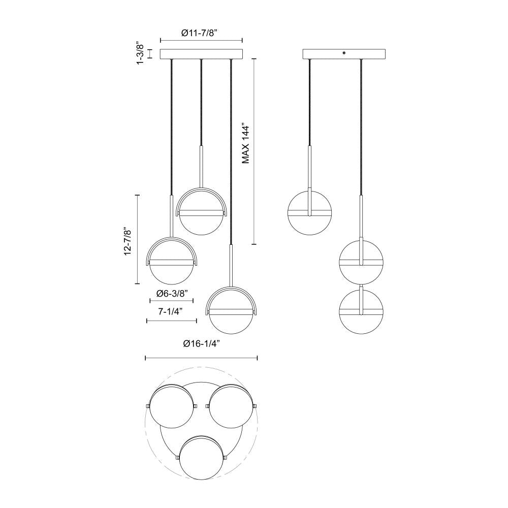 Alora Lighting GLOBO MP301003MB Pendant Contemporary - Matte Black