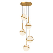 Globo 5 Head Brushed Gold LED Multi Pendant