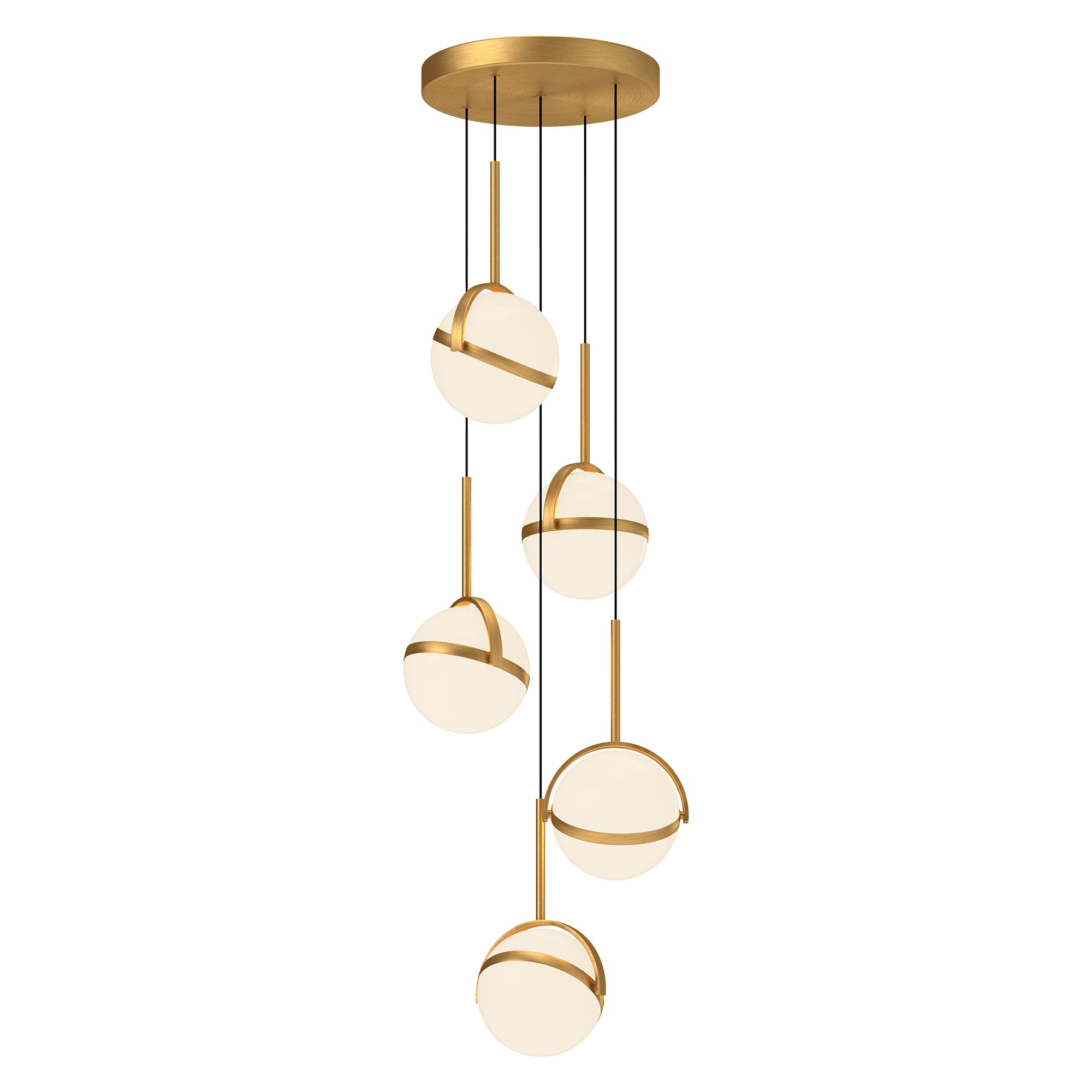Globo 5 Head Brushed Gold LED Multi Pendant