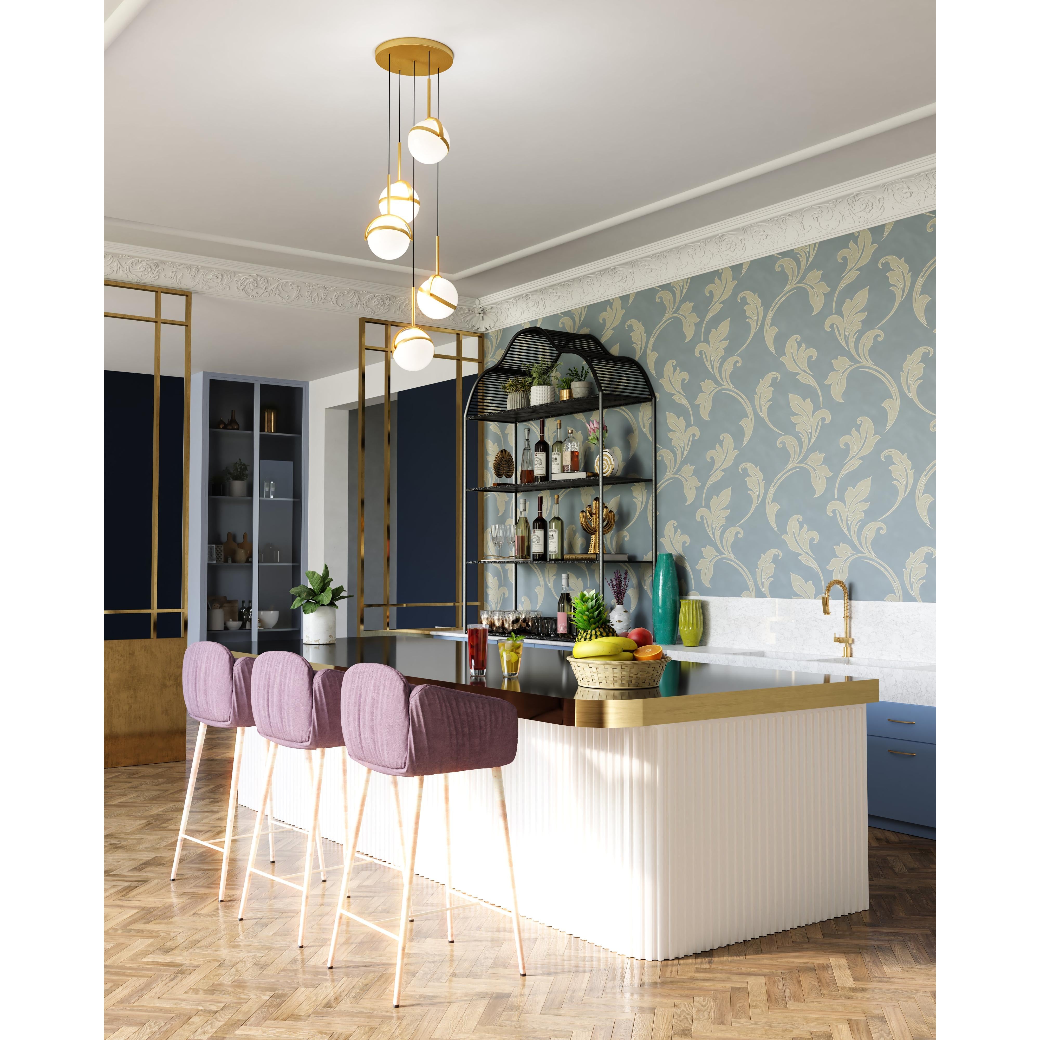 Globo 5 Head Brushed Gold LED Multi Pendant