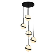 Globo 5 Head Matte Black LED Multi Pendant