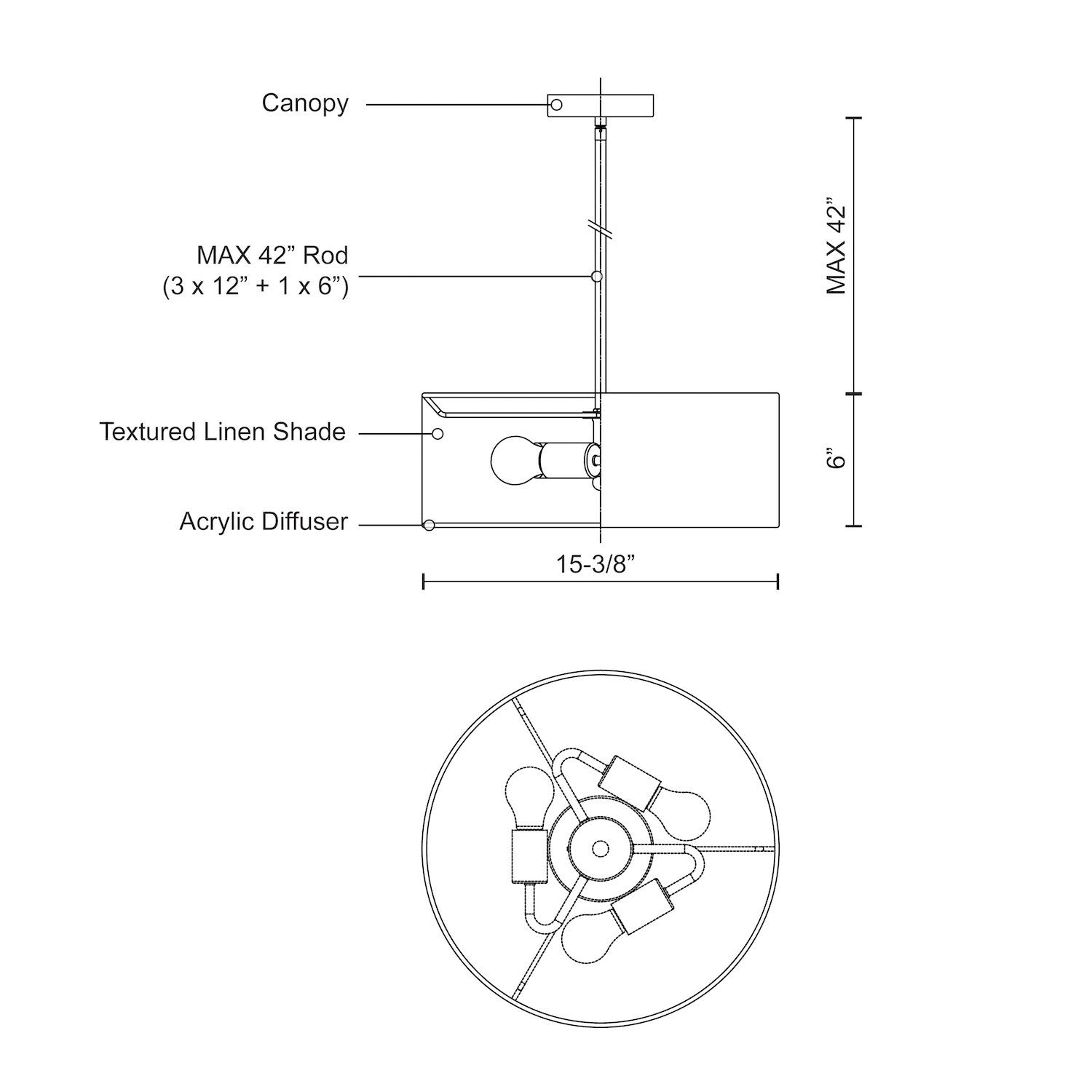 Gregory 15-in White 3 Lights Pendant