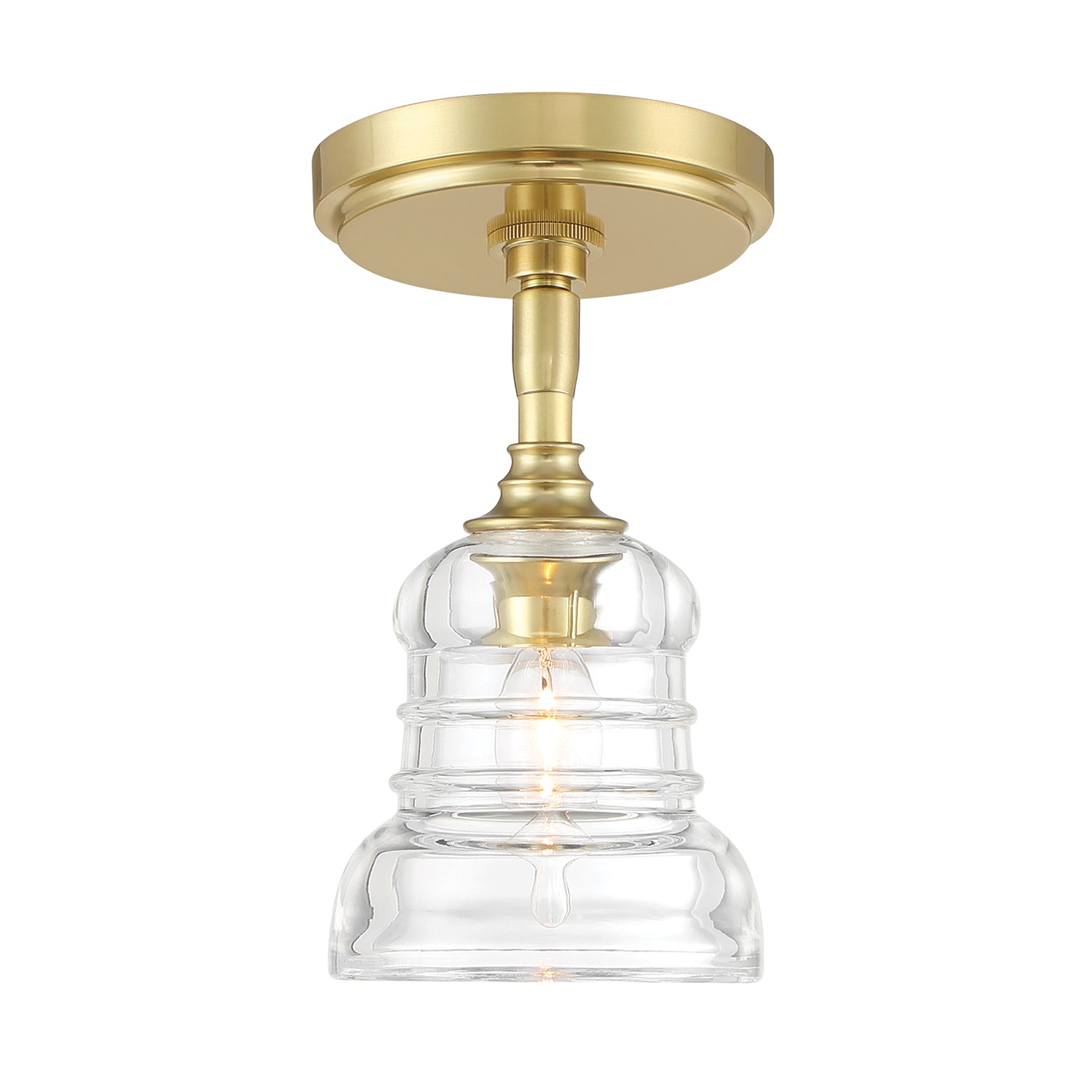 Crystorama Gregory GRG-1040-AG_CEILING – 5 Inch – 1 Light – Semi Flush Mount Light – Aged Brass – Damp Rated