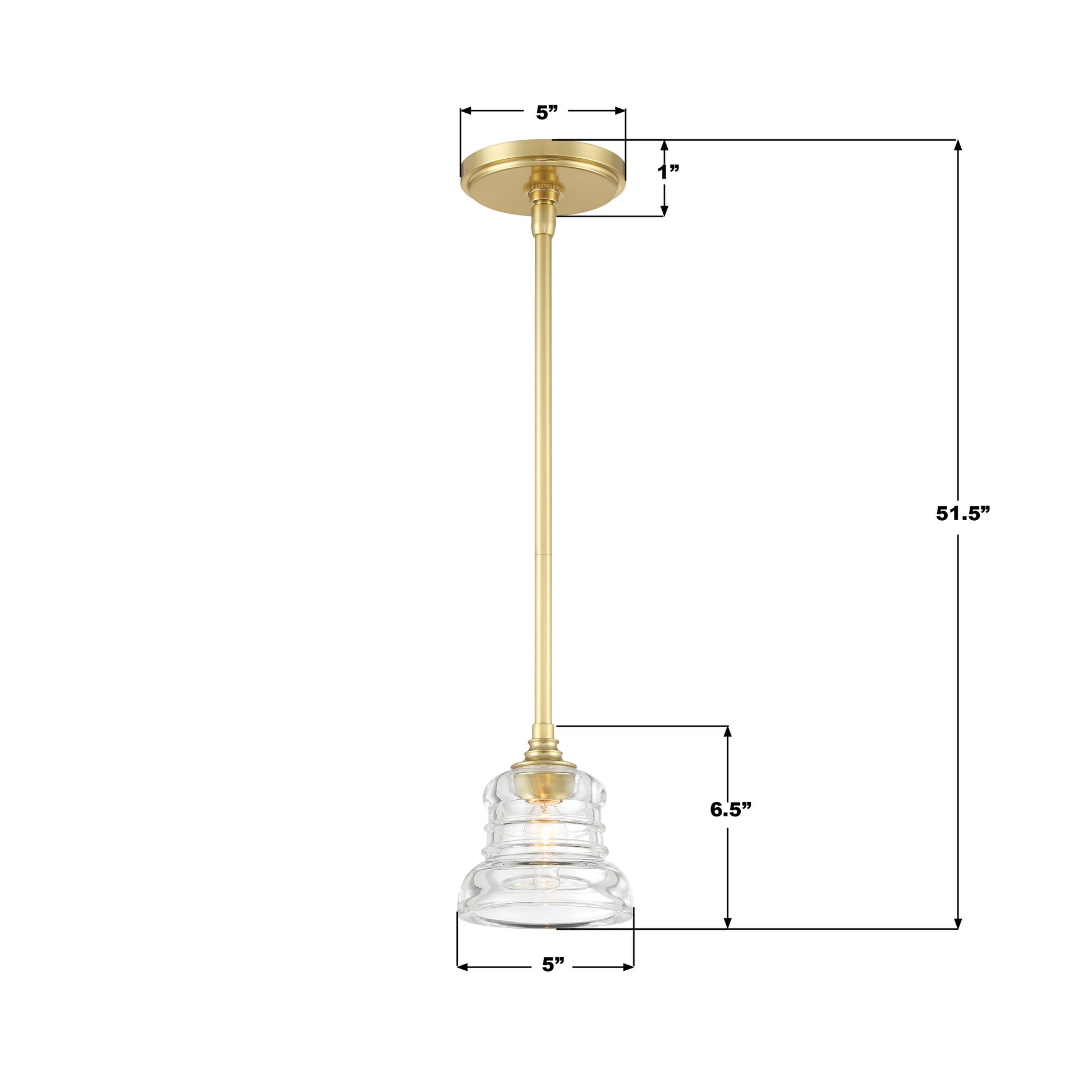 Crystorama Gregory GRG-1040-AG – 5 Inch – 1 Light – Pendant Light – Aged Brass – Damp Rated