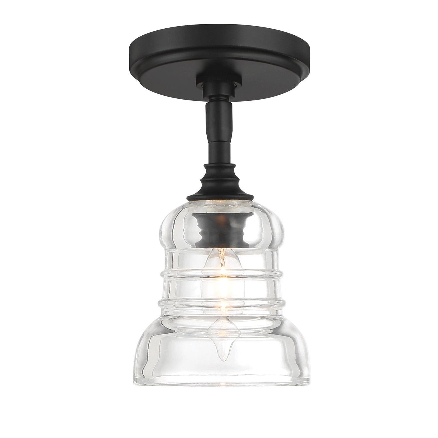 Crystorama Gregory GRG-1040-MK_CEILING – 5 Inch – 1 Light – Semi Flush Mount Light – Matte Black – Damp Rated