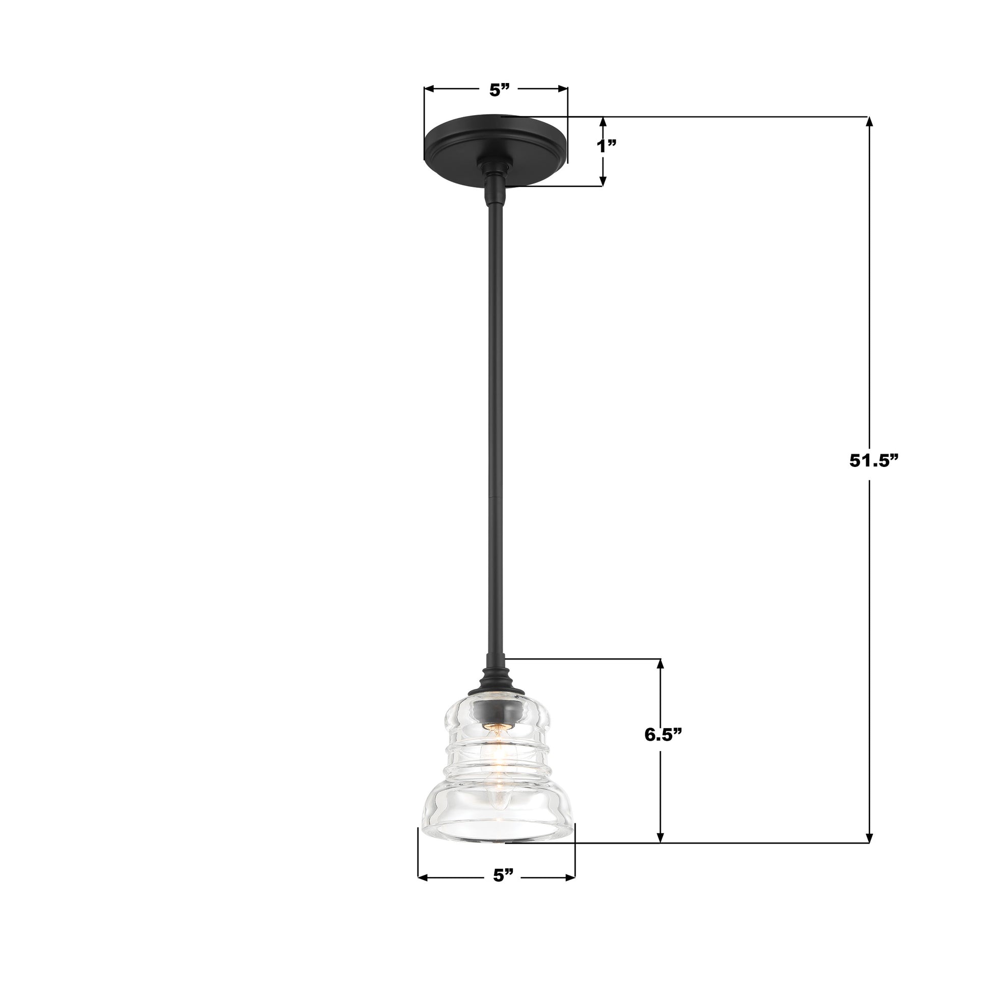 Crystorama Gregory GRG-1040-MK – 5 Inch – 1 Light – Pendant Light – Matte Black – Damp Rated