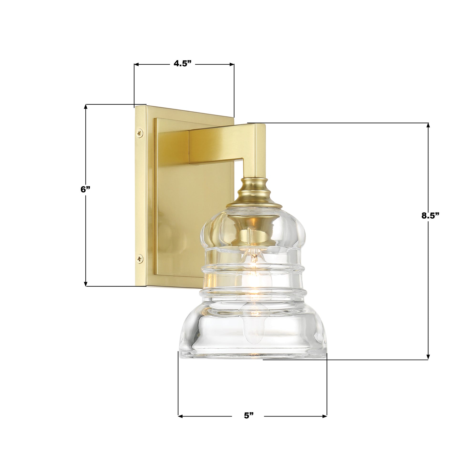 Crystorama Gregory GRG-1041-AG – 5 Inch – 1 Light – Sconce – Aged Brass – Damp Rated