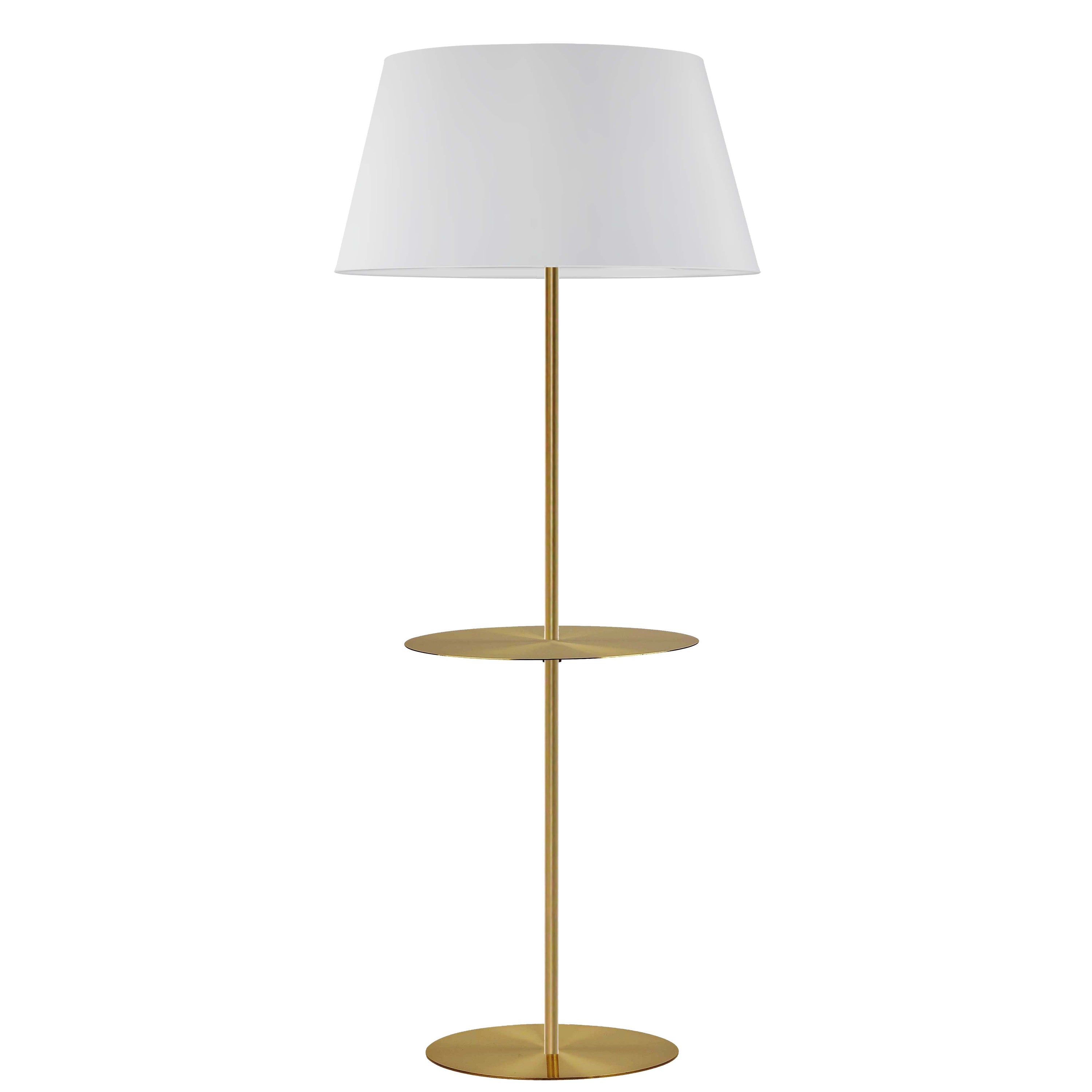 Dainolite GTC-R641F-AGB-WH 1 Light Incandescent Round Base Floor with Shelf Aged Brass with White Shade