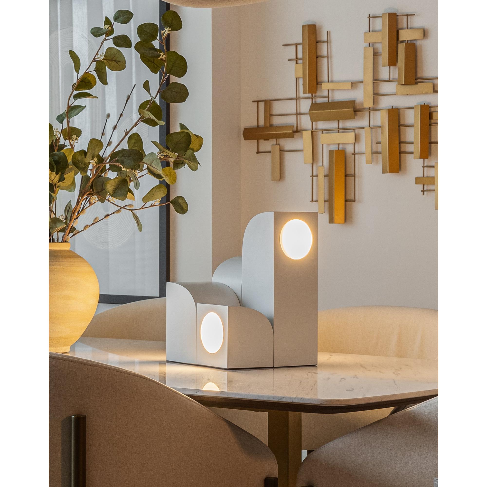 Gypsum 9-in White LED Table Lamp