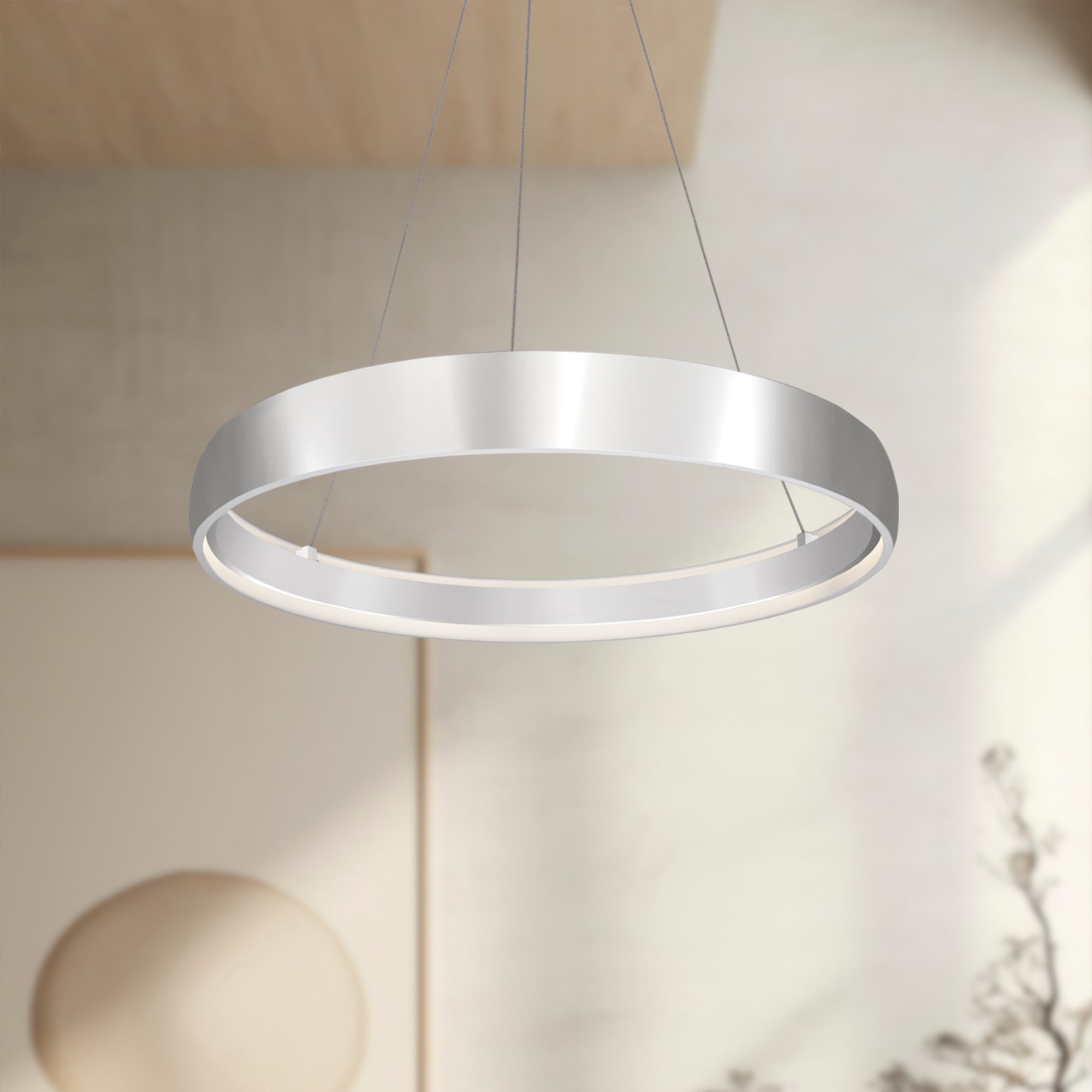 Halo 35-in Brushed Silver LED Pendant