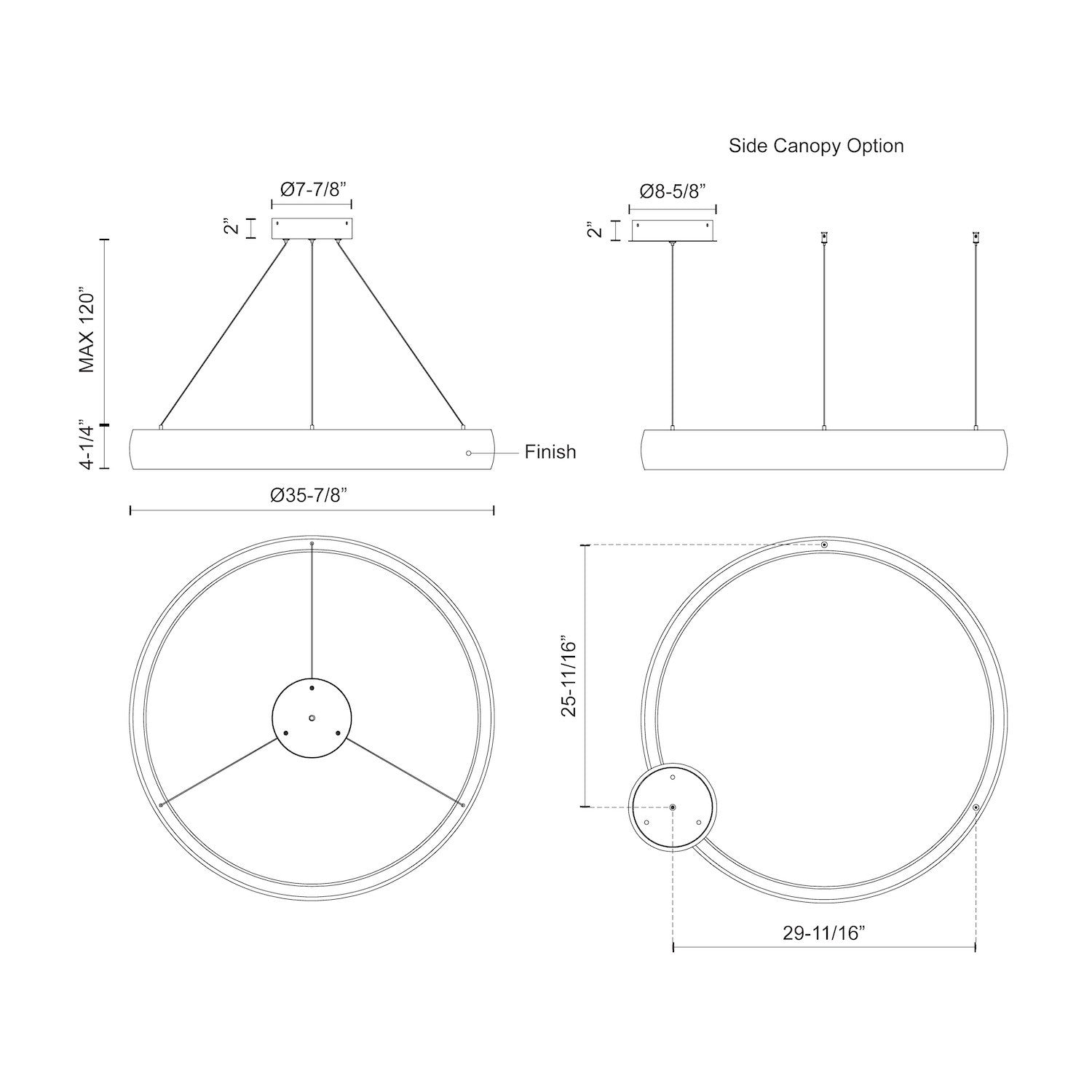 Halo 35-in Black LED Pendant
