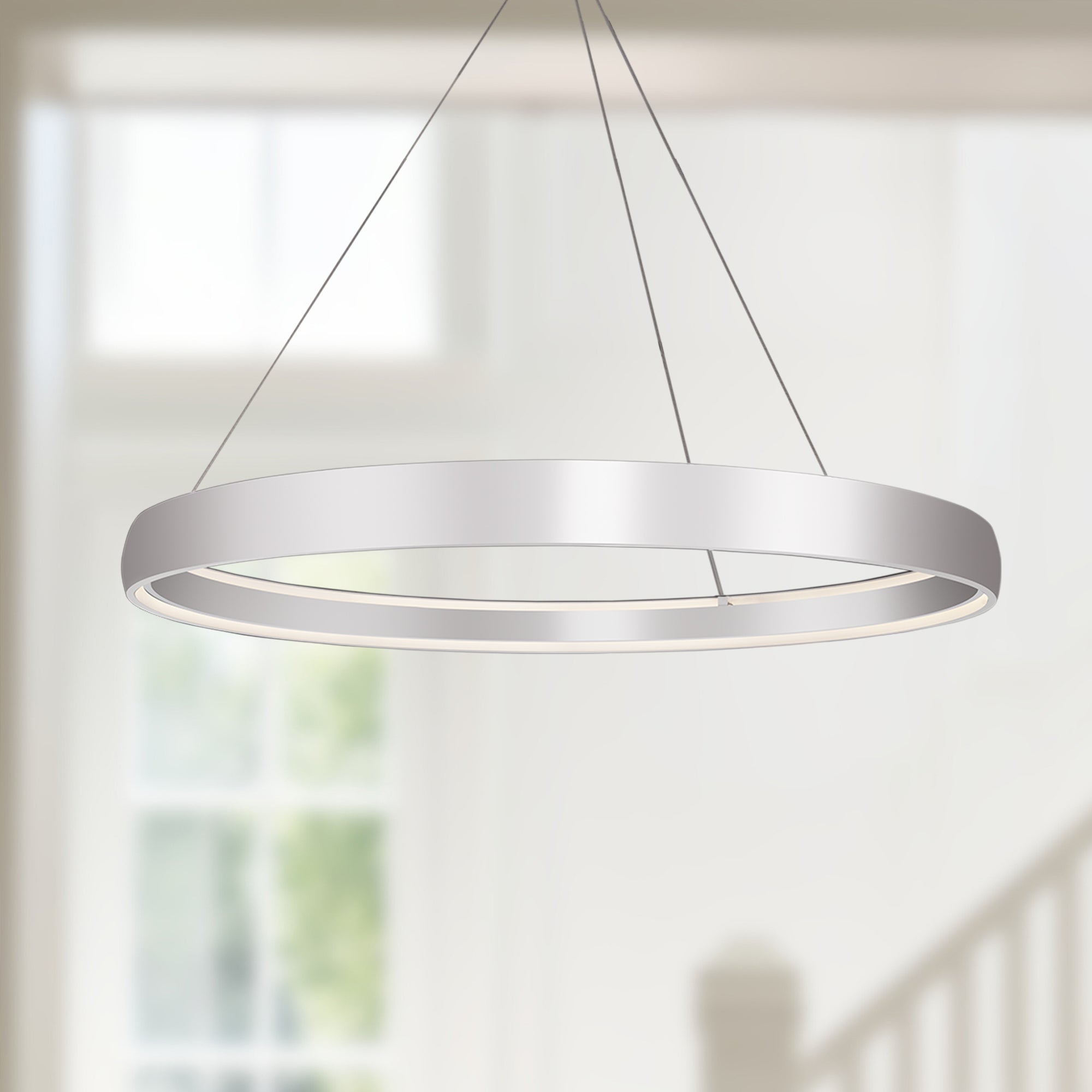 Halo 53-in Brushed Silver LED Pendant
