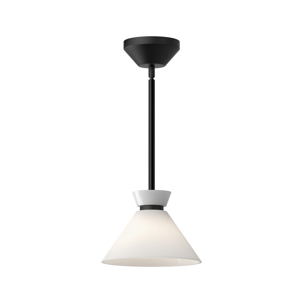 ALORA MOOD Lighting Halston 8-in Pendant, Glossy Opal Glass/Matte Black