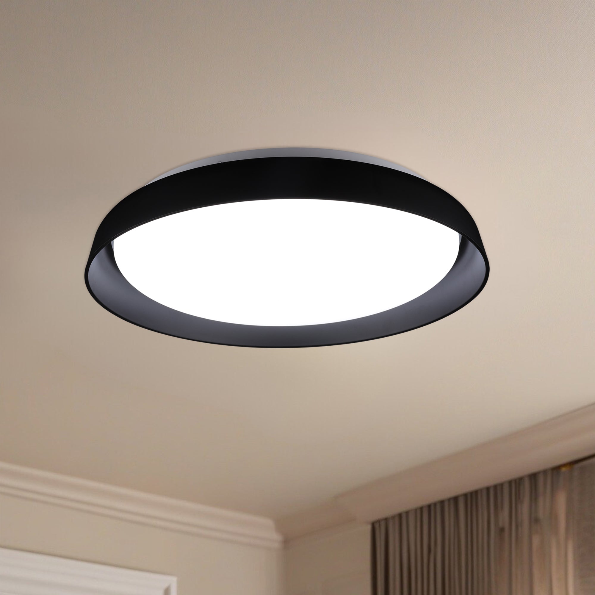 Hampton 17-in Black LED Flush Mount