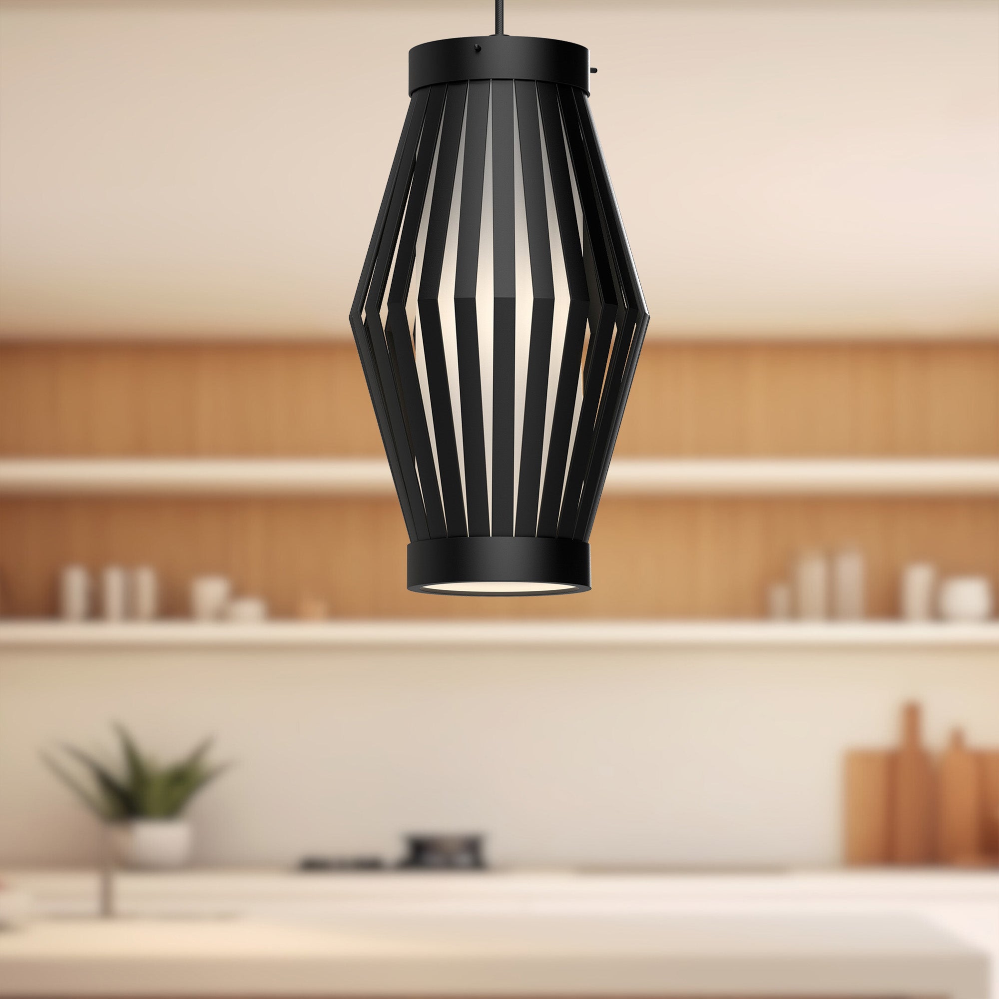 Hana 9-in Matte Black/Opal Matte Glass 1 Light Pendant