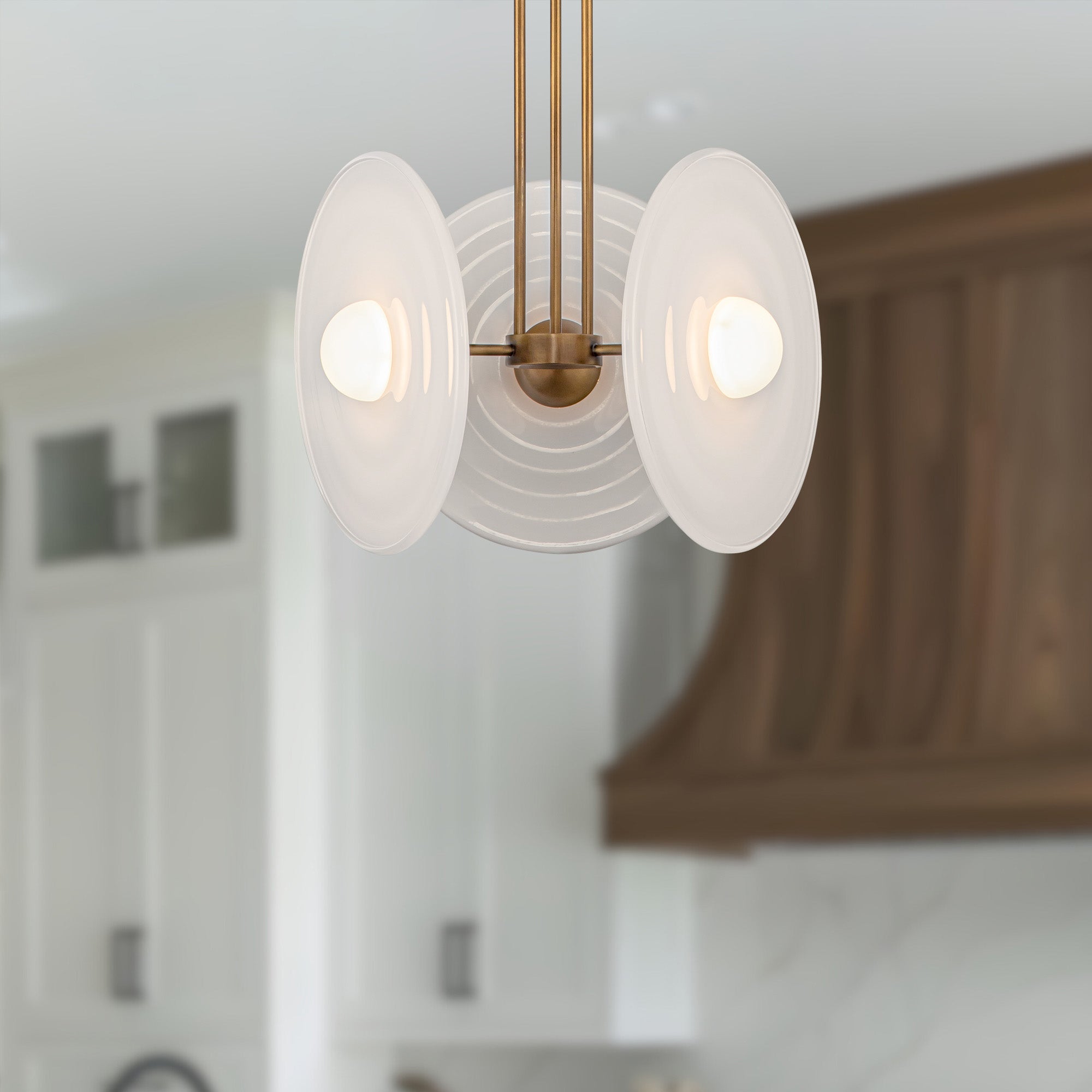 Harbour 18-in Vintage Brass/Glossy Opal LED Pendant
