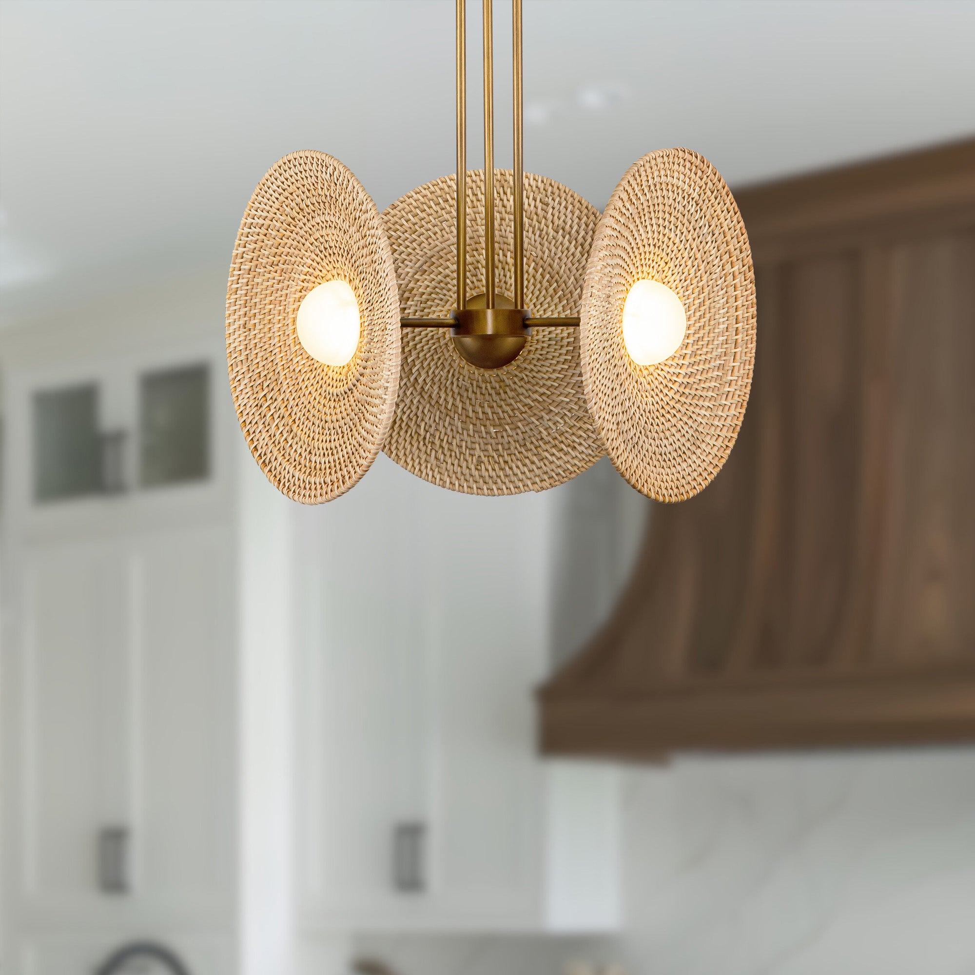 Harbour 18-in Vintage Brass/Woven LED Pendant