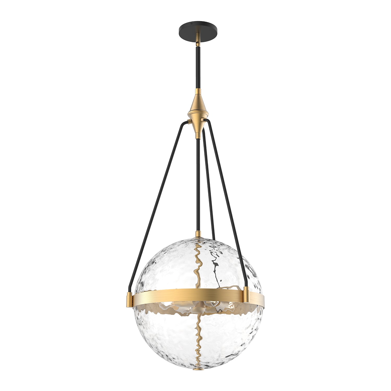 Harmony 18-in Brushed Gold/ Clear Water Glass 4 Lights Pendant