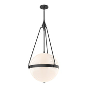 Harmony 18-in Matte Black/Glossy Opal Glass 4 Lights Pendant