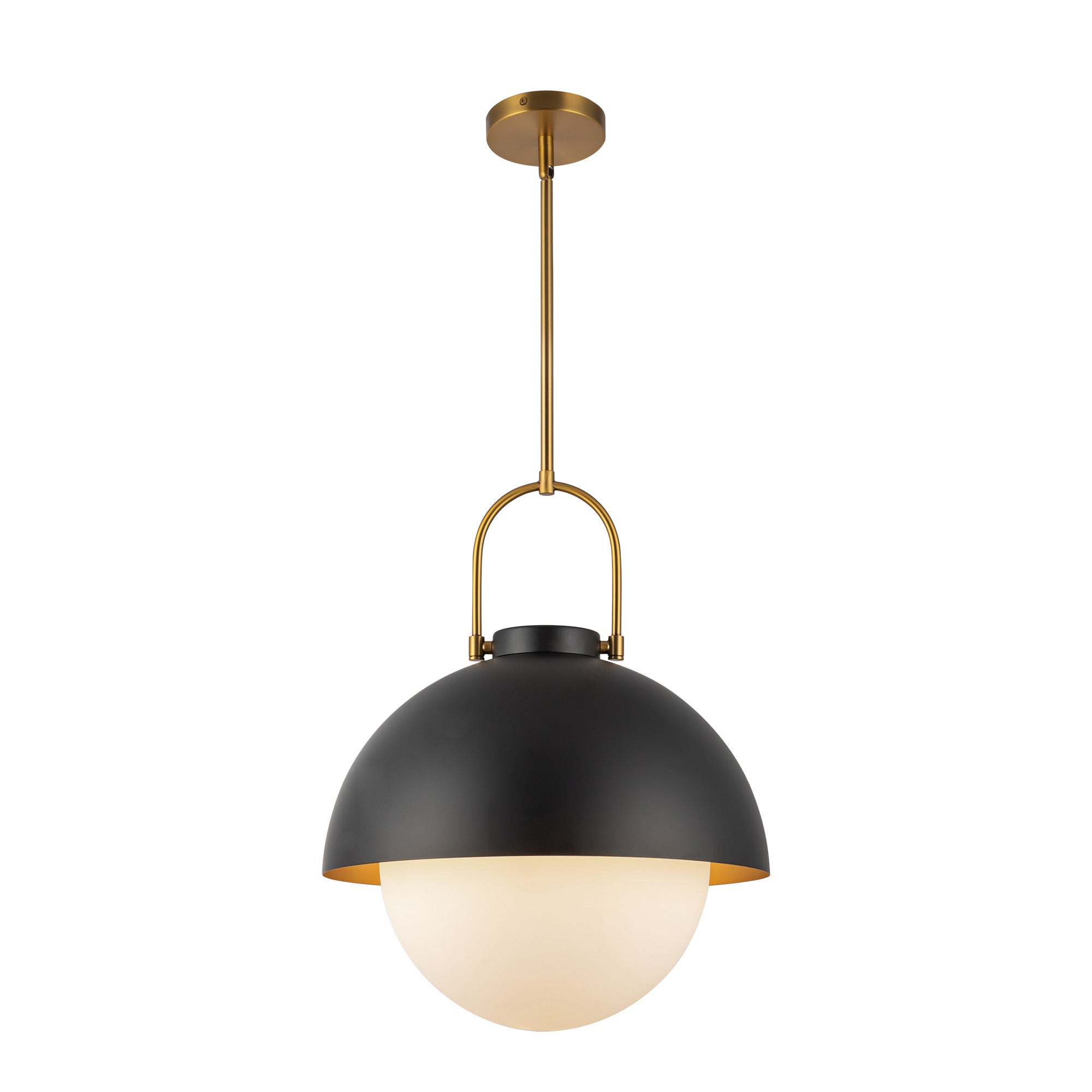 Harper 16-in Matte Black/Opal Matte Glass 1 Light Pendant