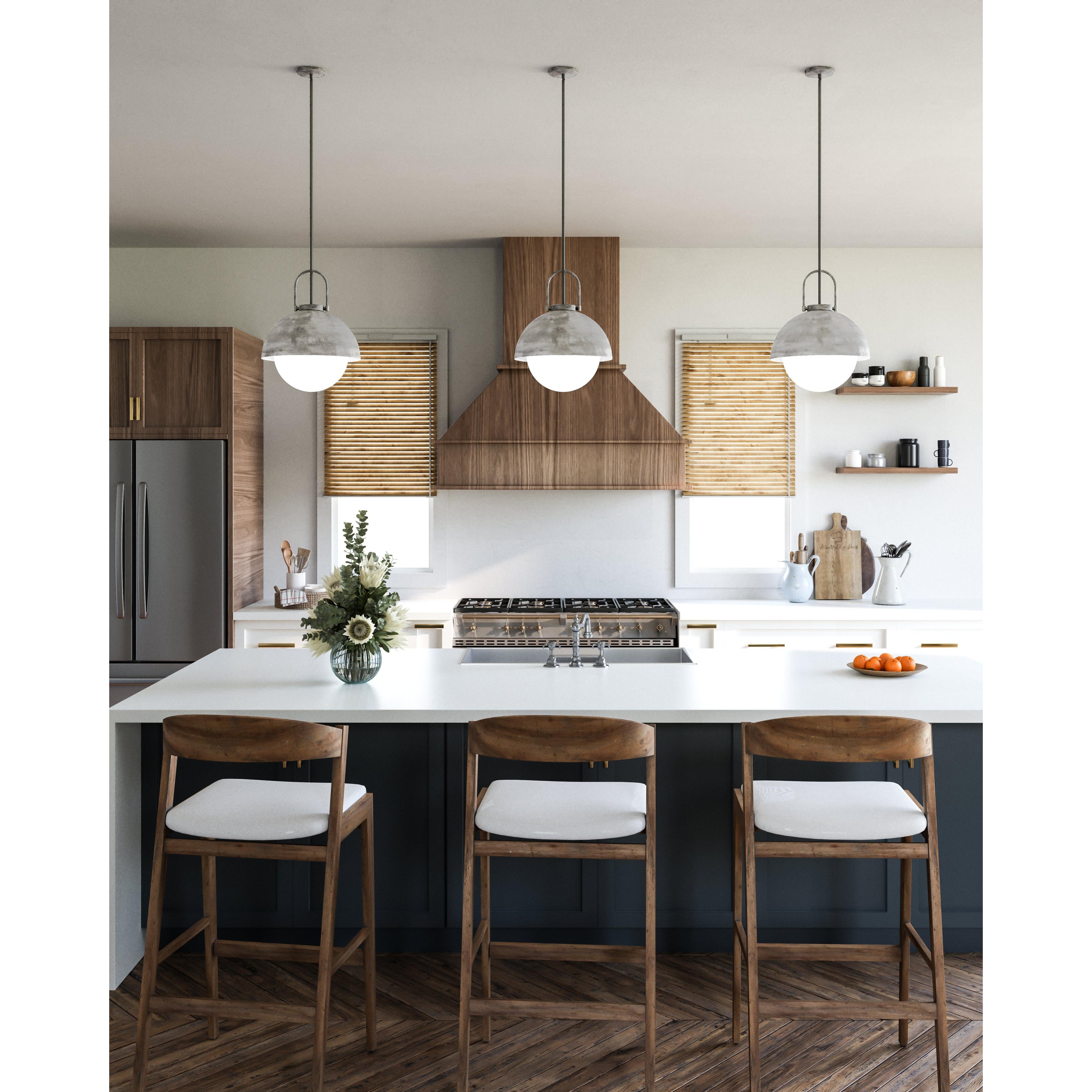 Harper 16-in Steel Shade/Opal Matte Glass 1 Light Pendant