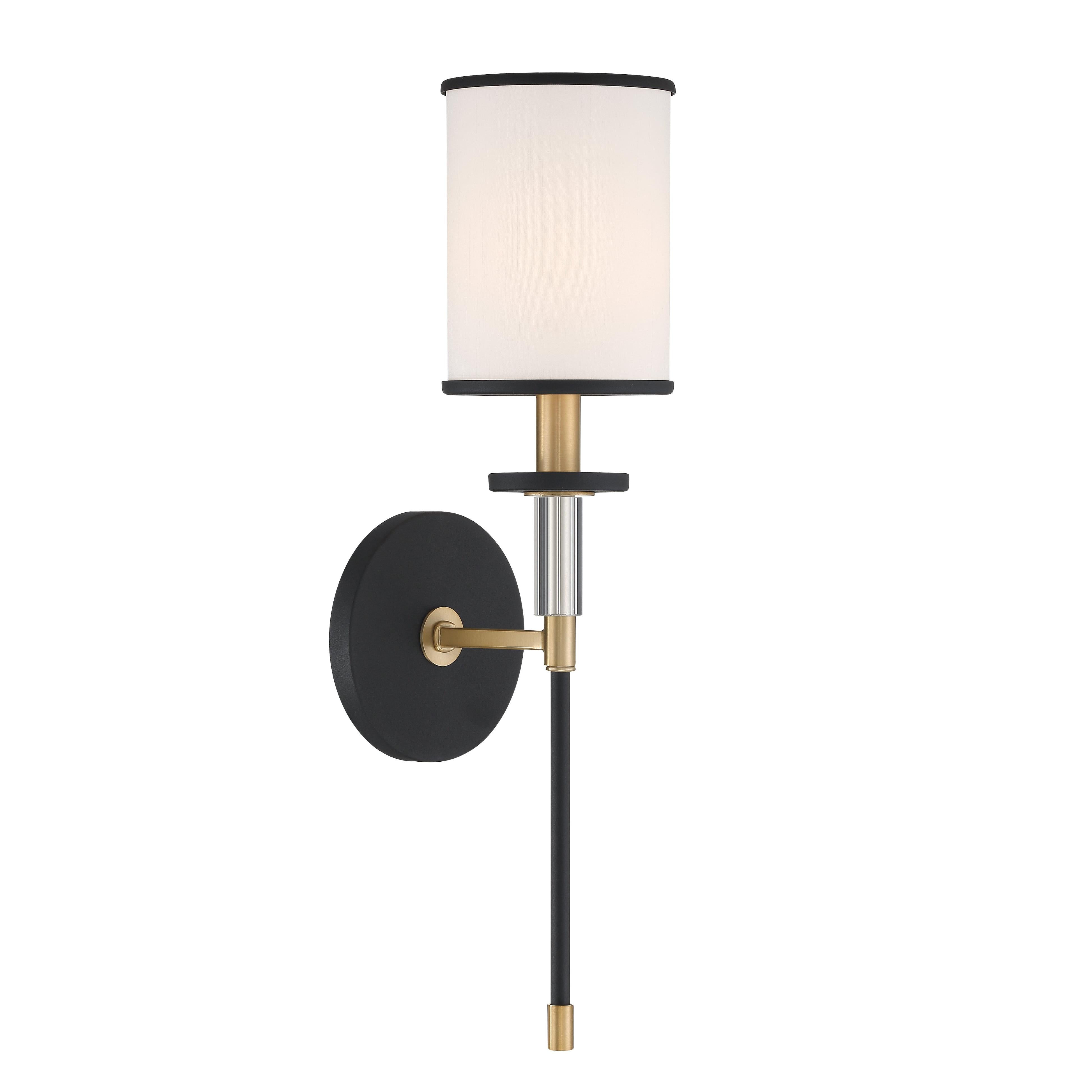 Crystorama Hatfield HAT-471-BF-VG – 5 Inch – 1 Light – Sconce – Black Forged + Vibrant Gold – Damp Rated