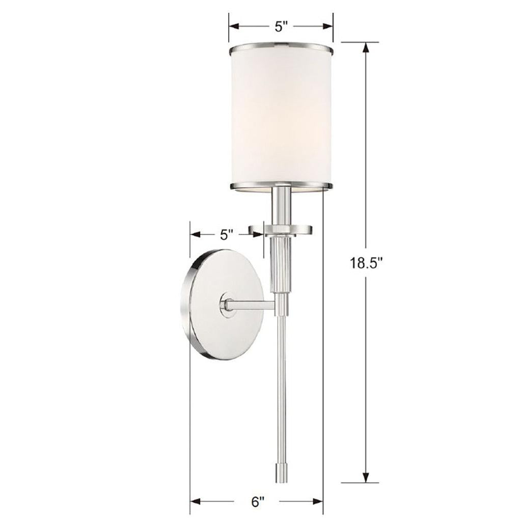 Crystorama Hatfield HAT-471-PN – 5 Inch – 1 Light – Sconce – Polished Nickel – Damp Rated